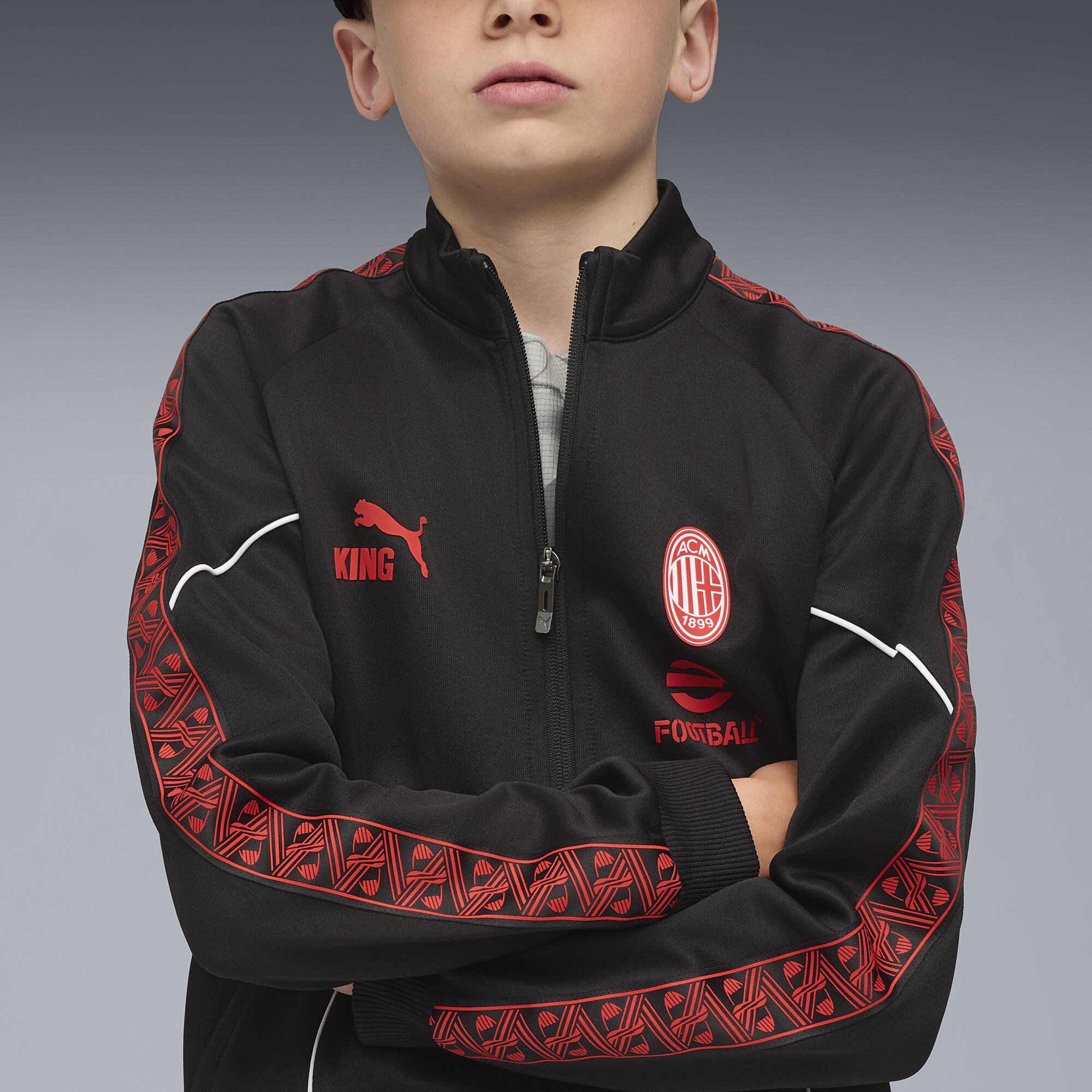 PUMA AC Milan KING Anthem jack, Zwart/Rood, Maat 13-14Y thumbnail 6
