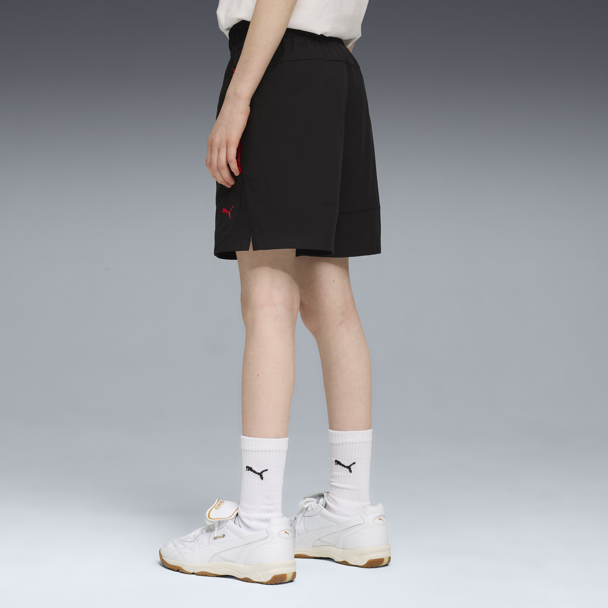 AC Milan PUMATECH relaxte geweven short, Zwart/Rood, Maat 9-10Y thumbnail 4