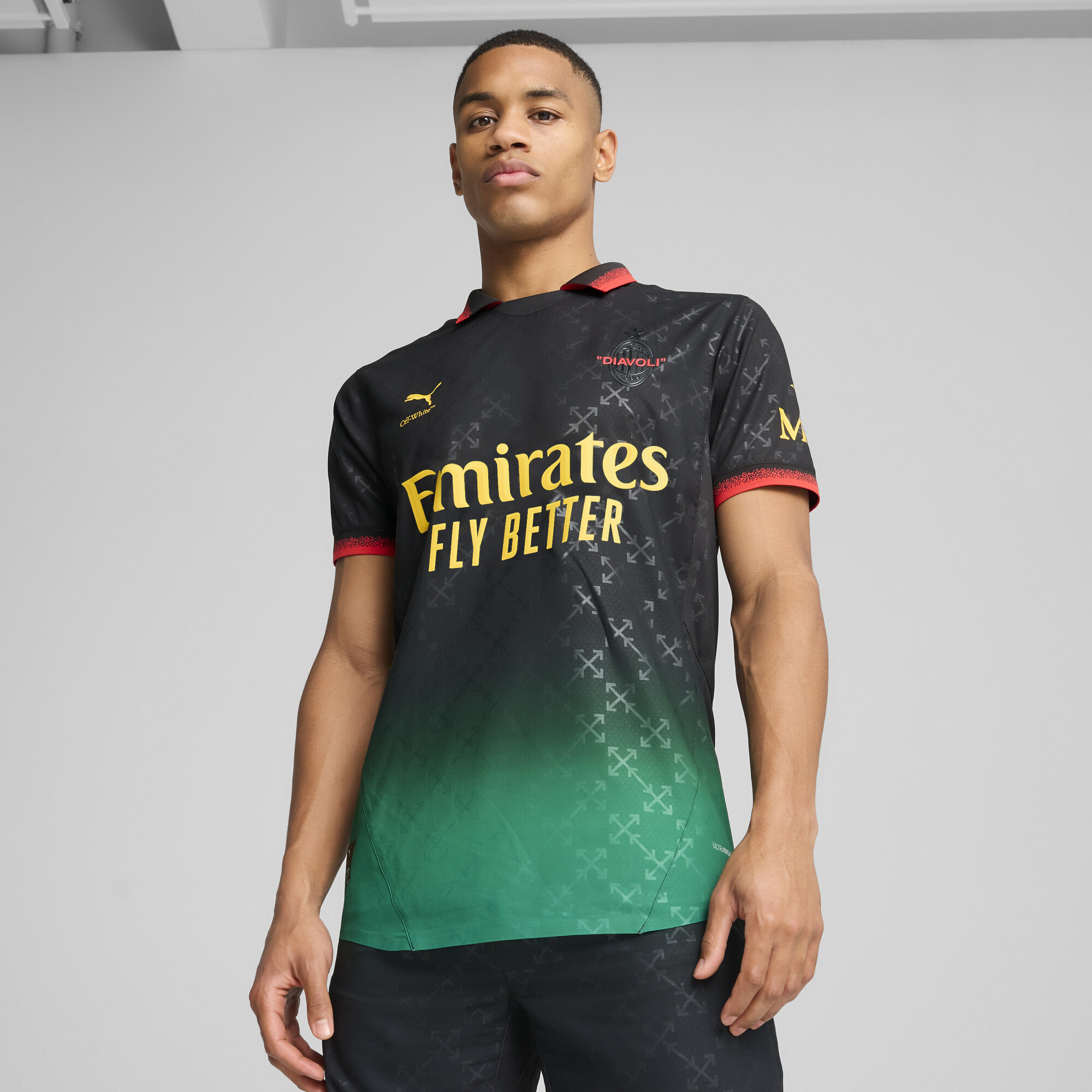 Puma AC MILAN x OFF-WHITE™ Authentic Trikot Herren | Mit Print | Black/Power Green | Größe: 3XL