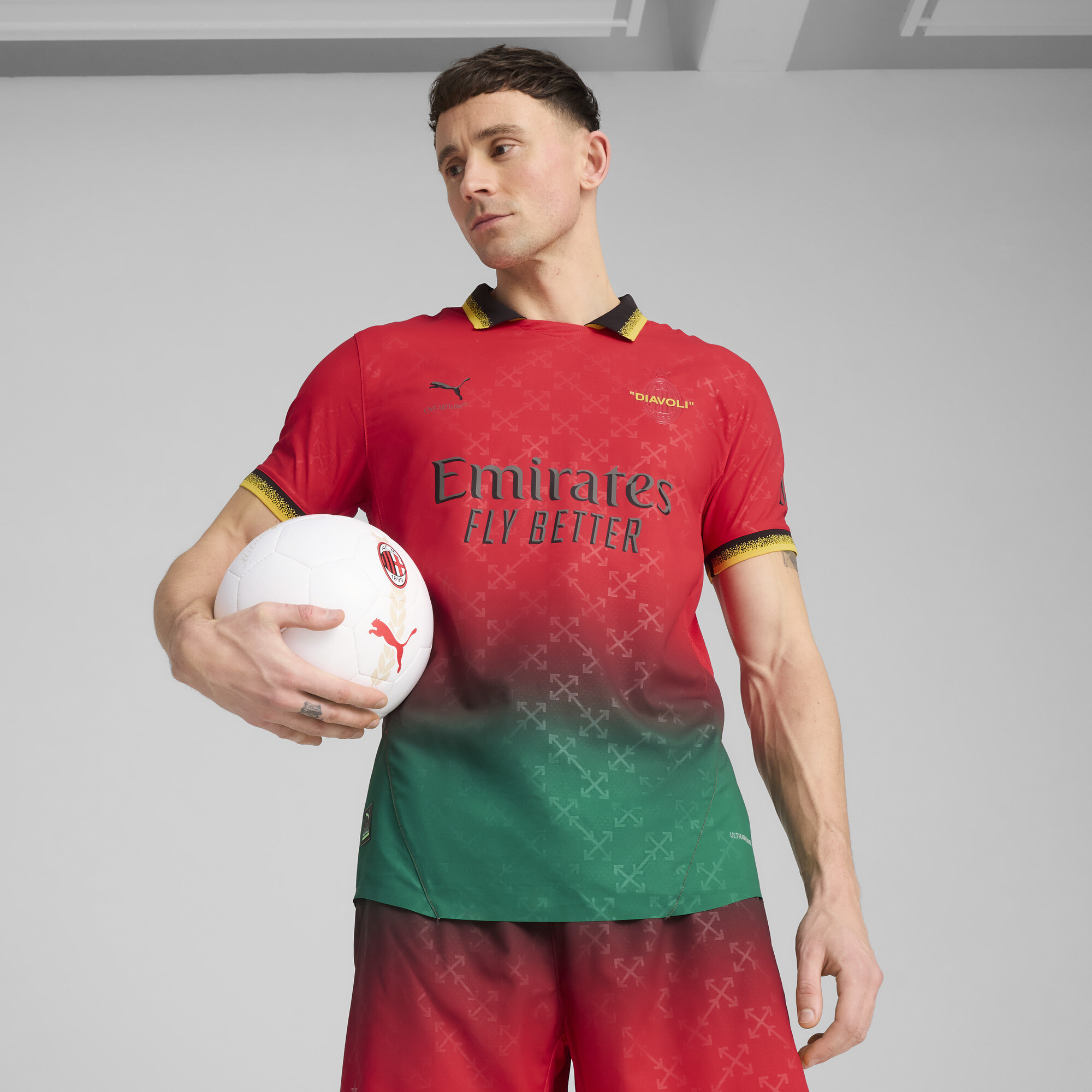 Puma AC MILAN x OFF-WHITE™ Authentic Trikot Herren | Mit Print | Red/Black | Größe: XL