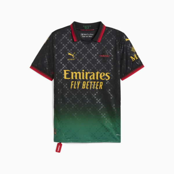 Camiseta réplica AC MILAN x OFF-WHITE™ para hombre, PUMA Black-Power Green, large-ARG