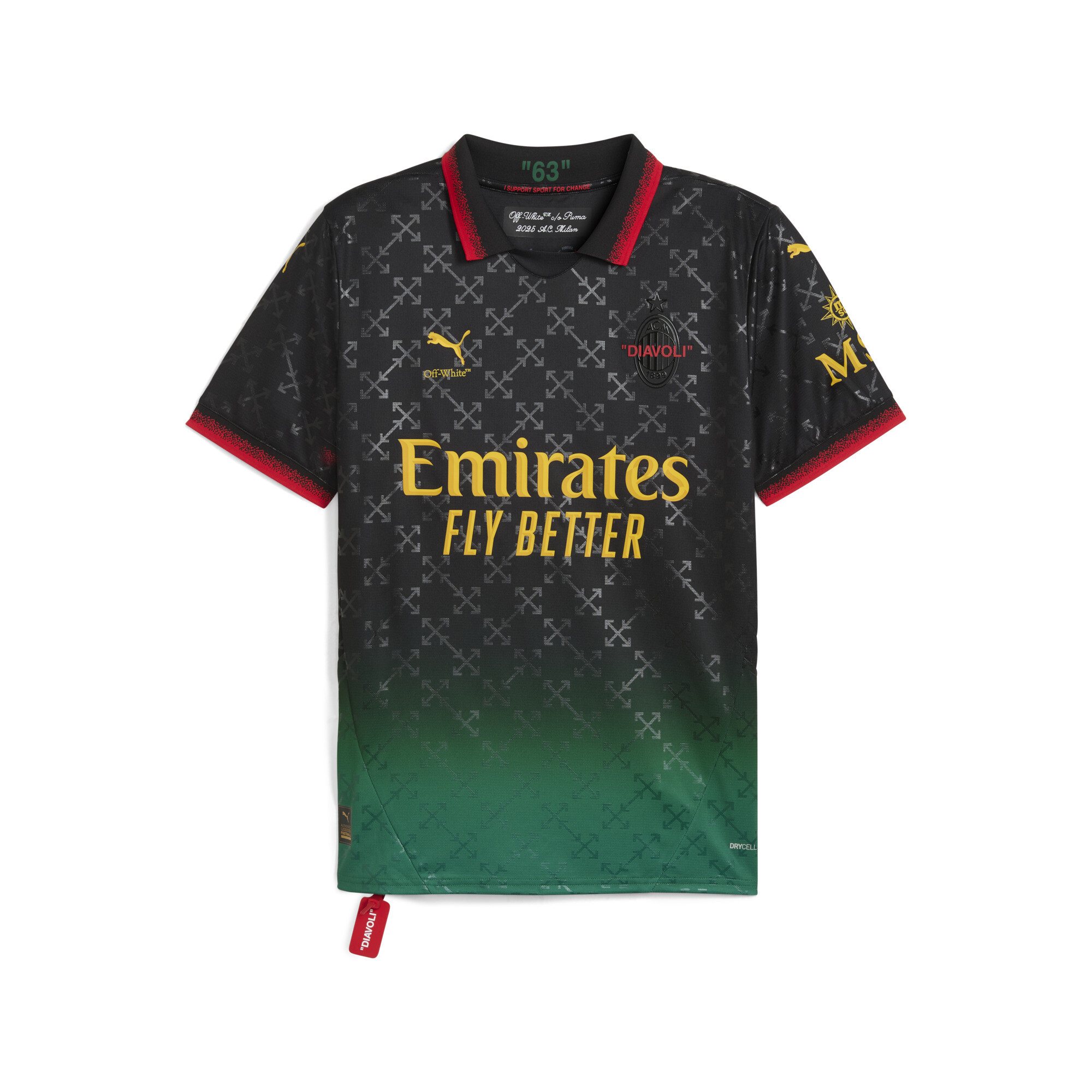 PUMA AC MILAN x OFF-Witâ¢ Replica shirt voor Heren, Groen/Zwart, Maat M thumbnail 3