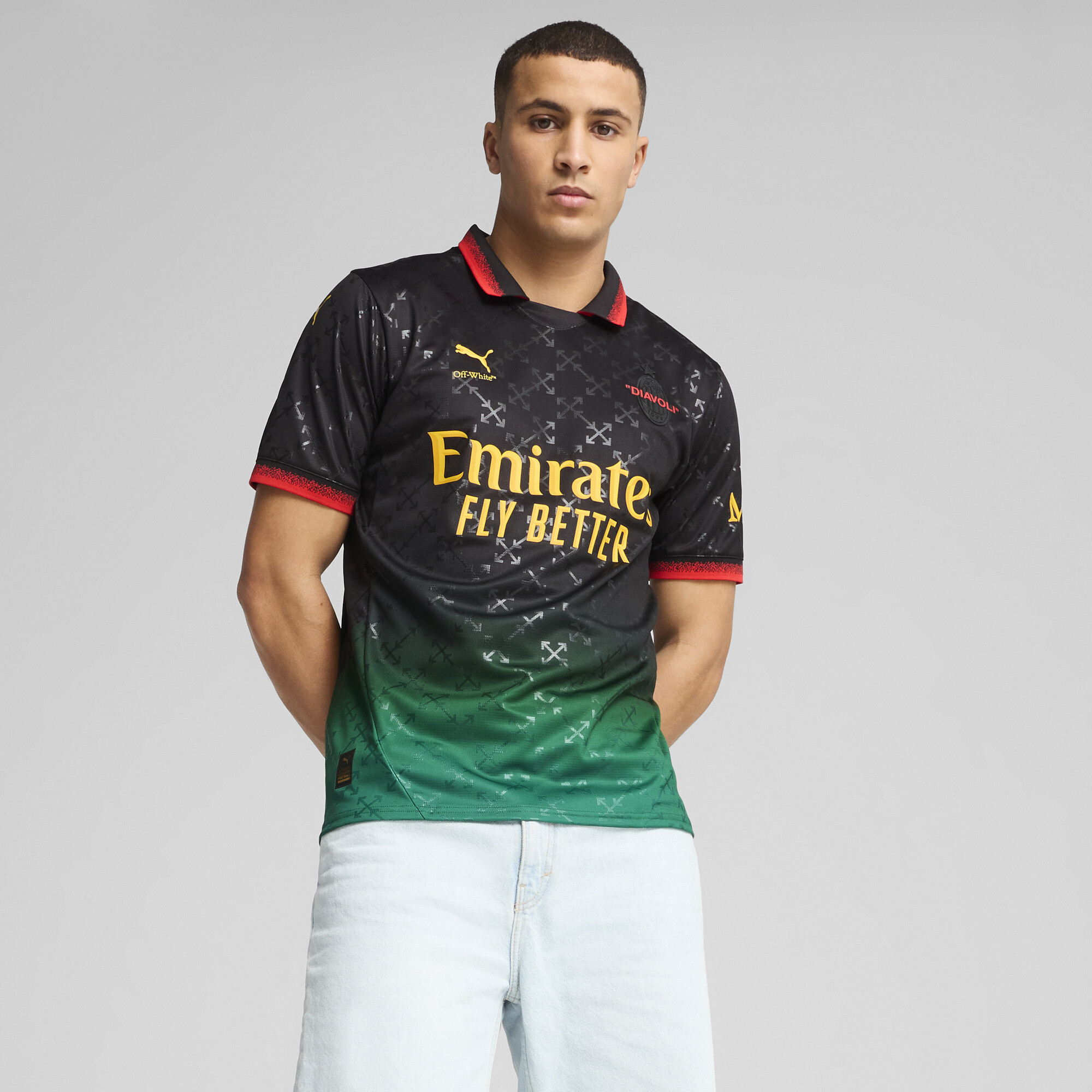 PUMA AC MILAN x OFF-WHITEâ¢ Replica Men's Soccer Jersey in Black, Size L