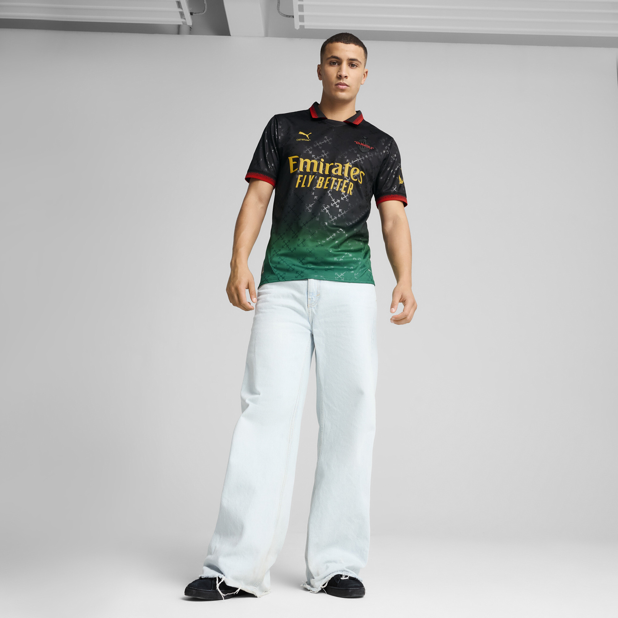 PUMA AC MILAN x OFF-Witâ¢ Replica shirt voor Heren, Groen/Zwart, Maat M thumbnail 7