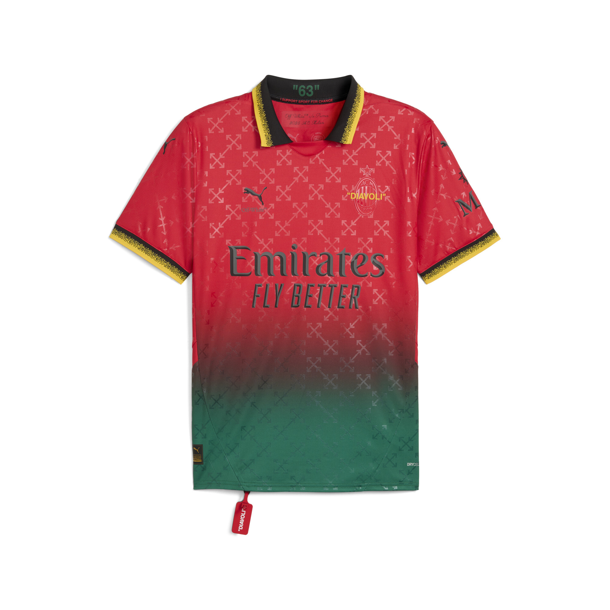 PUMA AC MILAN x OFF-Witâ¢ Replica shirt voor Heren, Zwart/Rood, Maat XL thumbnail 3