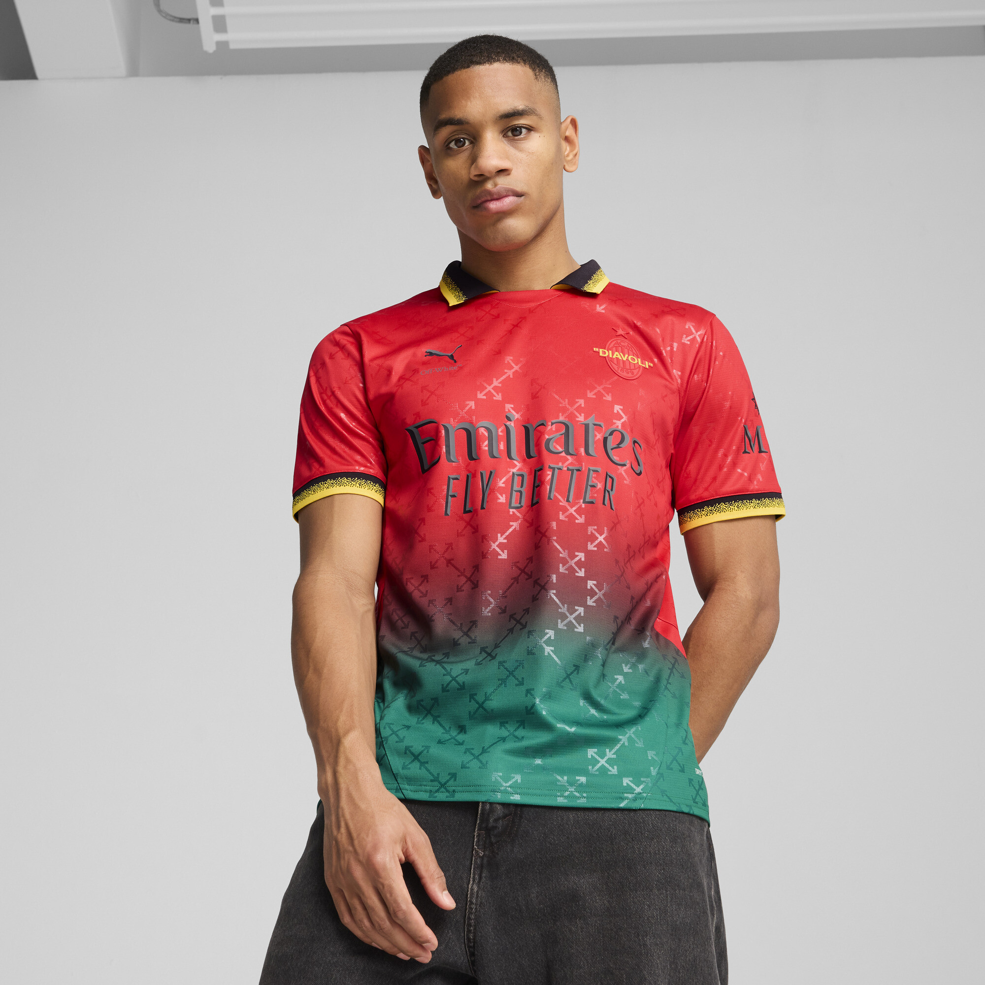 Puma AC MILAN x OFF-WHITE™ Replica Trikot Herren | Mit Print | Red/Black | Größe: XXS