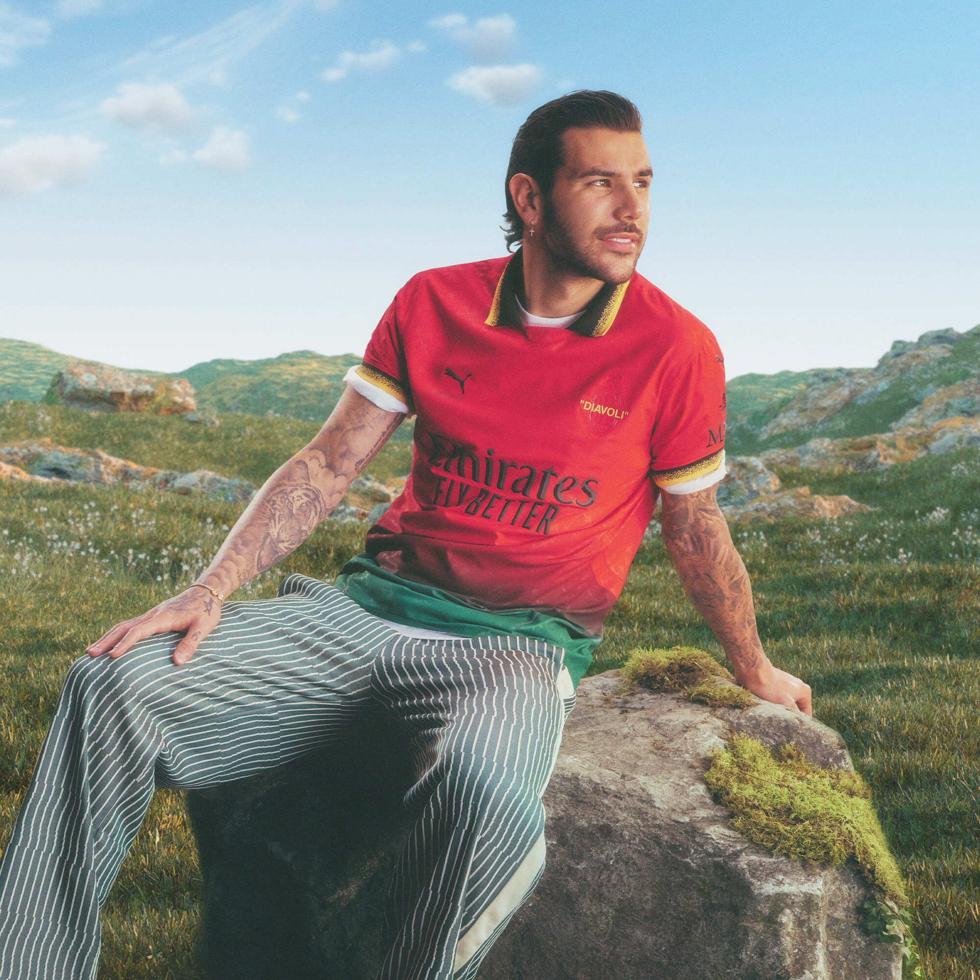 PUMA AC MILAN x OFF-Witâ¢ Replica shirt voor Heren, Zwart/Rood, Maat XL thumbnail 4