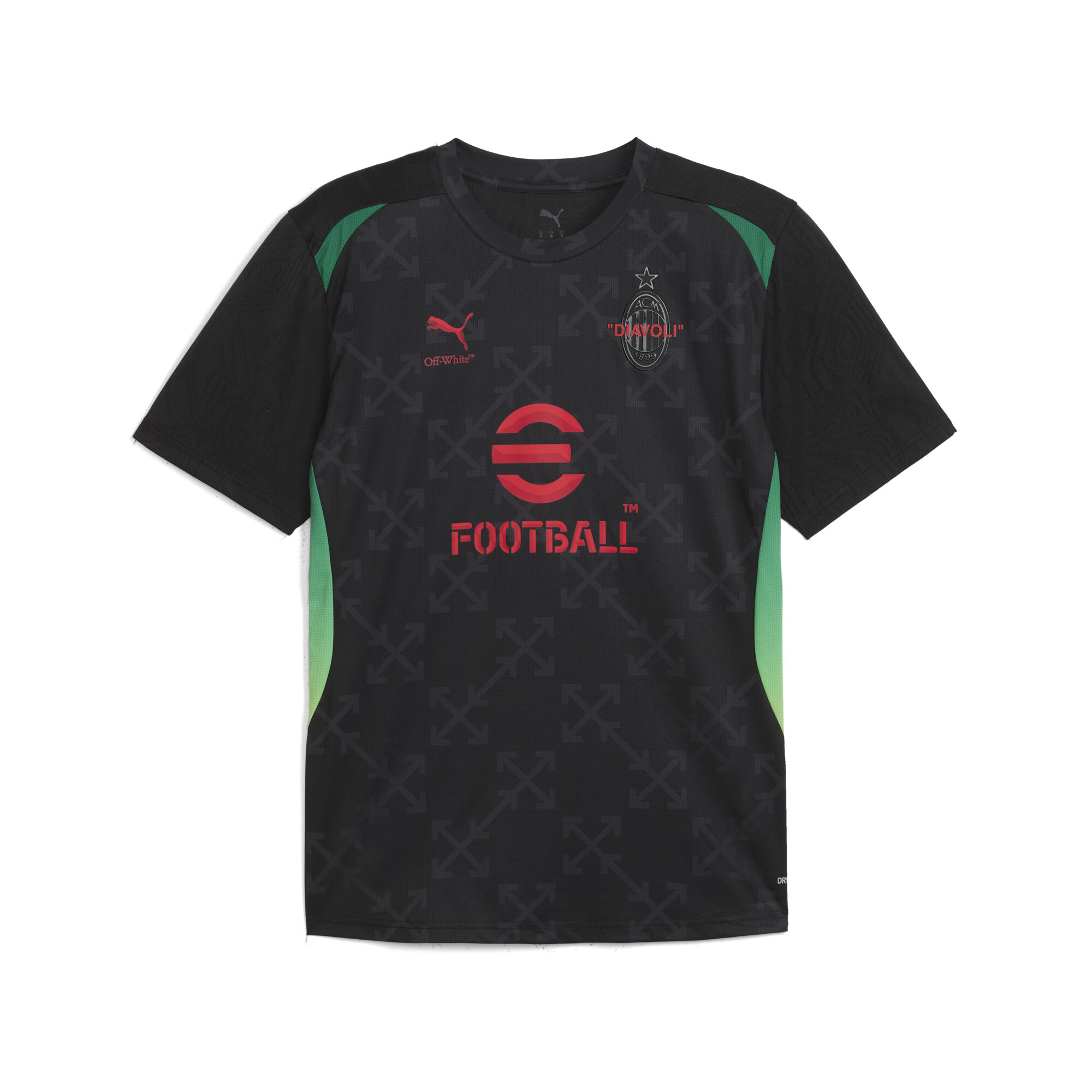 PUMA AC MILAN x OFF-Witâ¢ prematch-shirt voor Heren, Zwart/Rood, Maat XS thumbnail 3