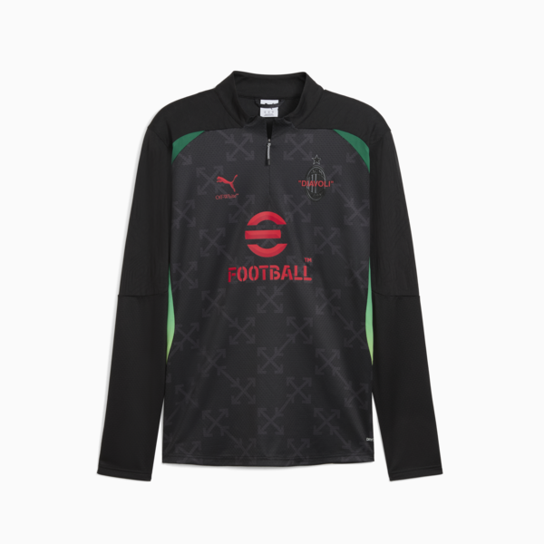 Camiseta prepartido zip1/4 AC MILAN x OFF-WHITE™ para hombre, PUMA Black-For All Time Red, large-ARG