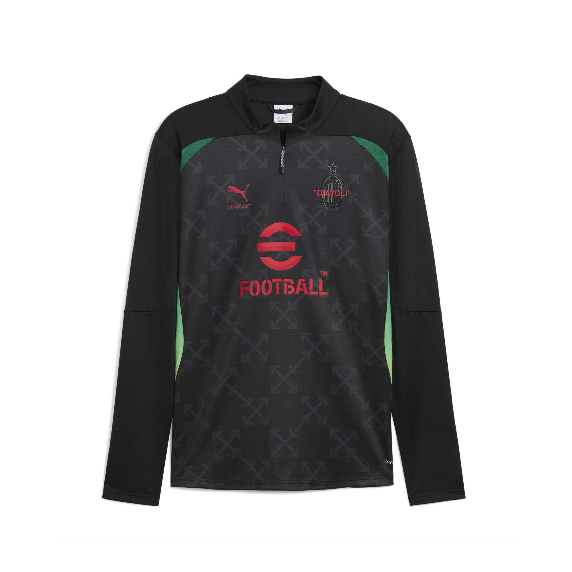 PUMA AC MILAN x OFF-Witâ¢ 1/4-prematch-top voor Heren, Zwart/Rood, Maat 3XL thumbnail 3