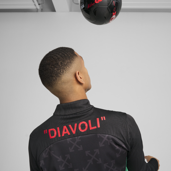 Camiseta prepartido zip1/4 AC MILAN x OFF-WHITE™ para hombre, PUMA Black-For All Time Red, large-ARG