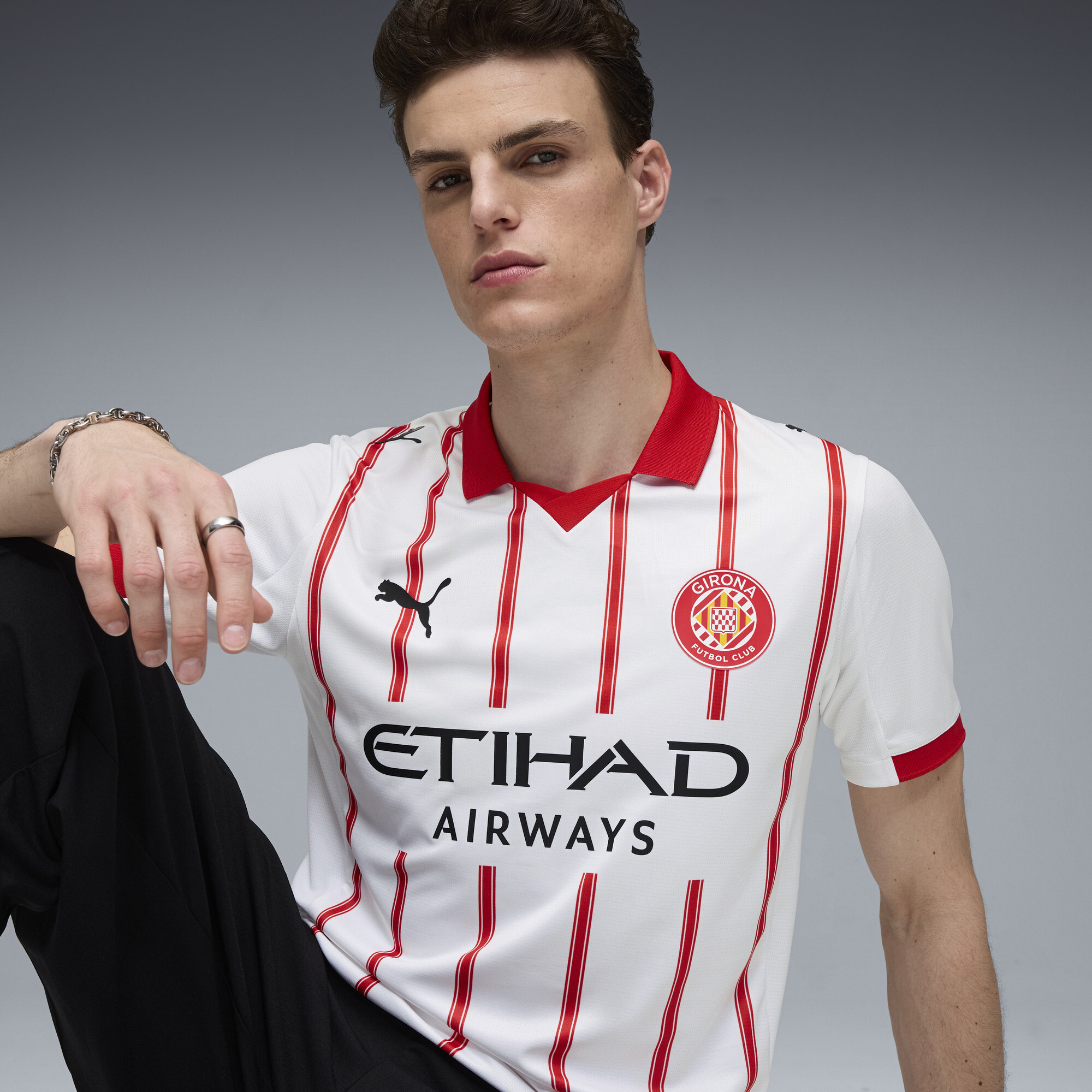 PUMA Girona FC 25/26 thuisshirt voor Heren, Rood/Wit, Maat XXL thumbnail 7