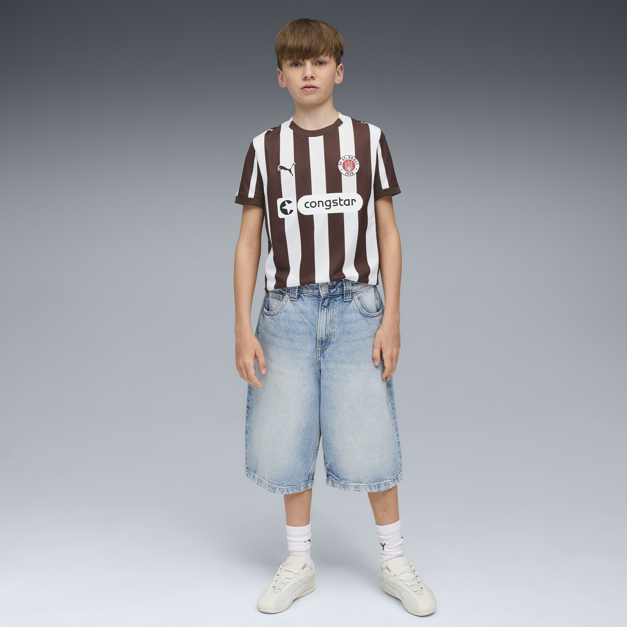 PUMA FC St. Pauli 25/26 thuisshirt, Wit/Bruin, Maat 4-5Y thumbnail 5
