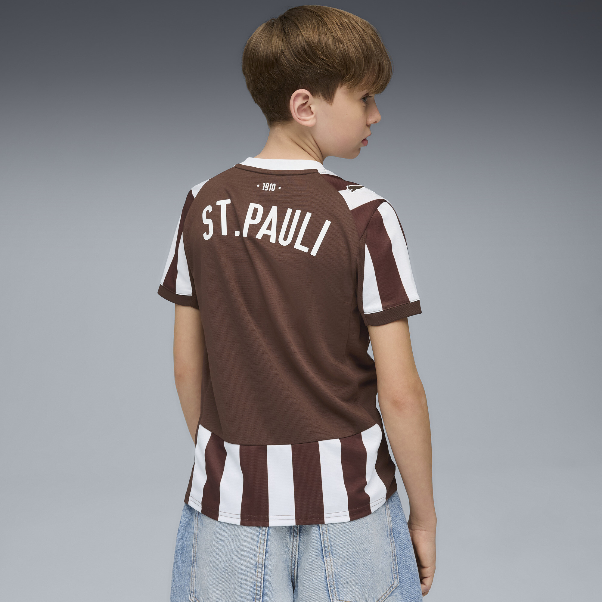 PUMA FC St. Pauli 25/26 thuisshirt, Wit/Bruin, Maat 4-5Y thumbnail 4