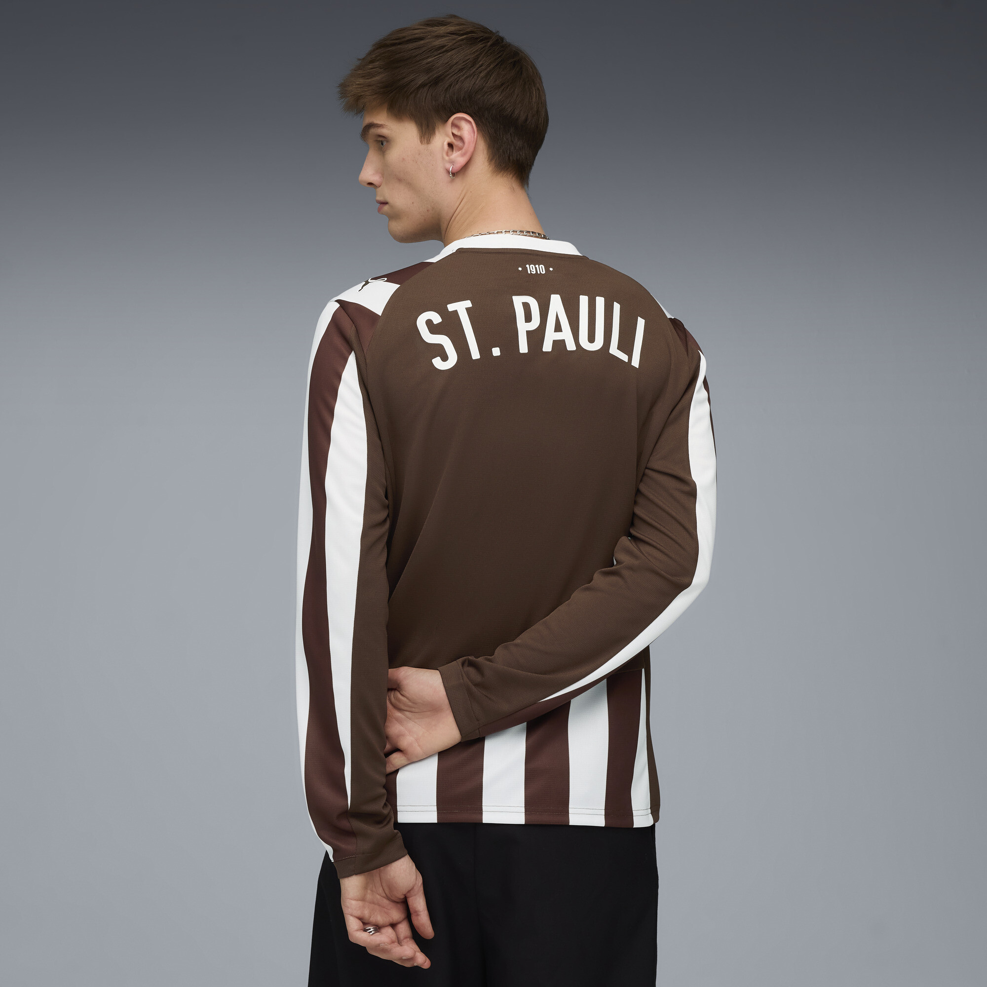PUMA FC St. Pauli 25/26 thuisshirt met lange mouwen voor Heren, Wit/Bruin, Maat XL thumbnail 3