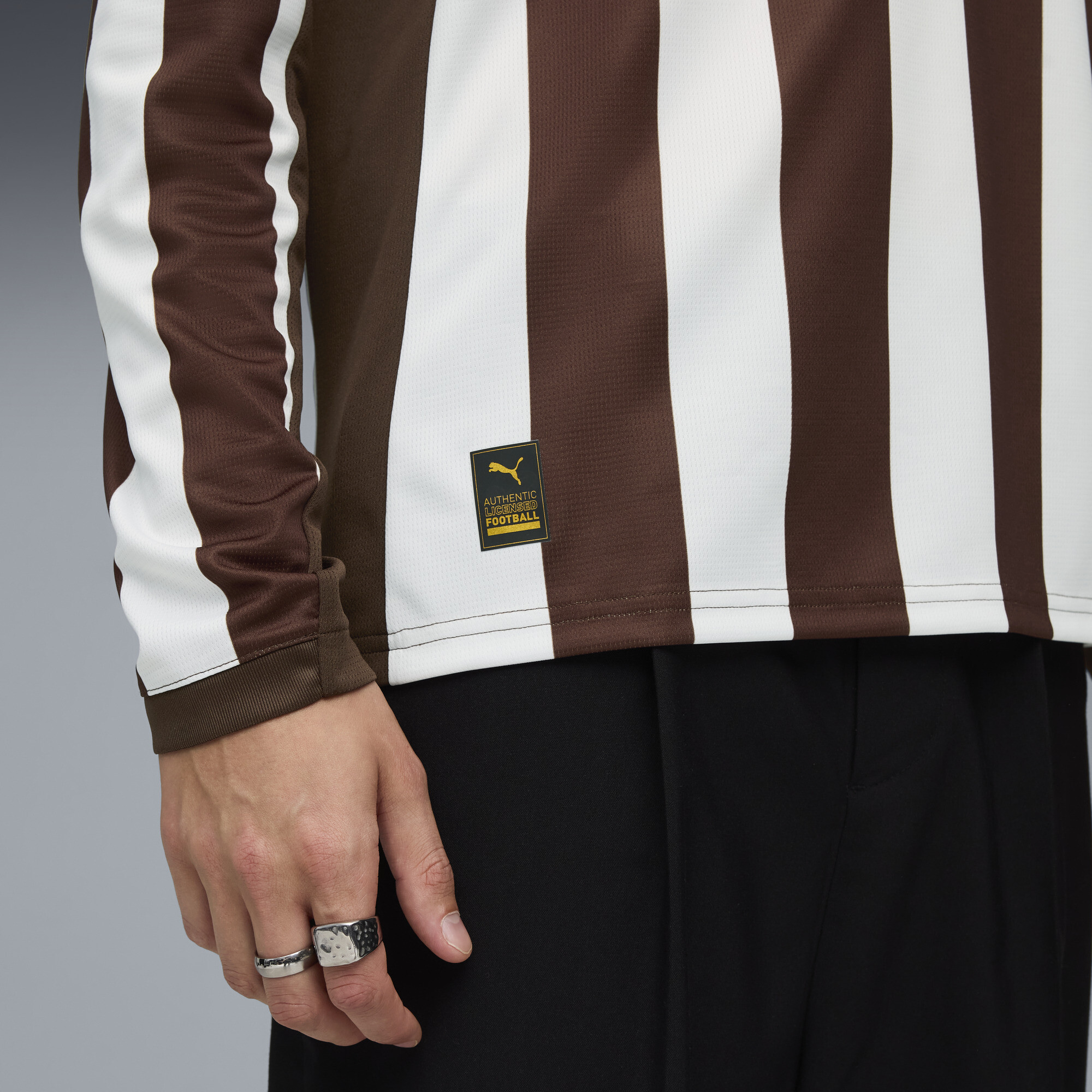 PUMA FC St. Pauli 25/26 thuisshirt met lange mouwen voor Heren, Wit/Bruin, Maat XL thumbnail 2