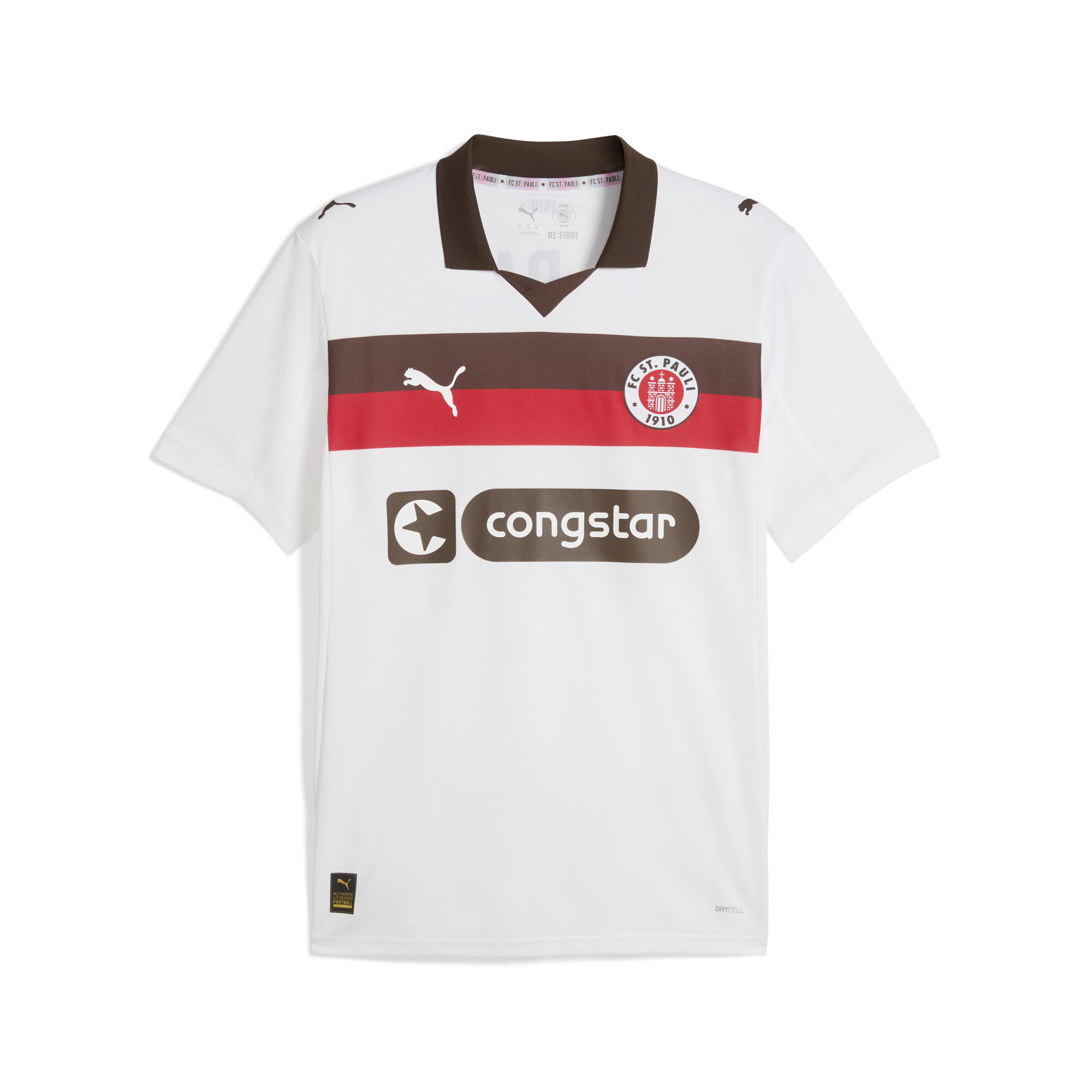 PUMA FC St. Pauli 25/26 uitshirt voor Heren, Wit/Bruin, Maat XL thumbnail 3