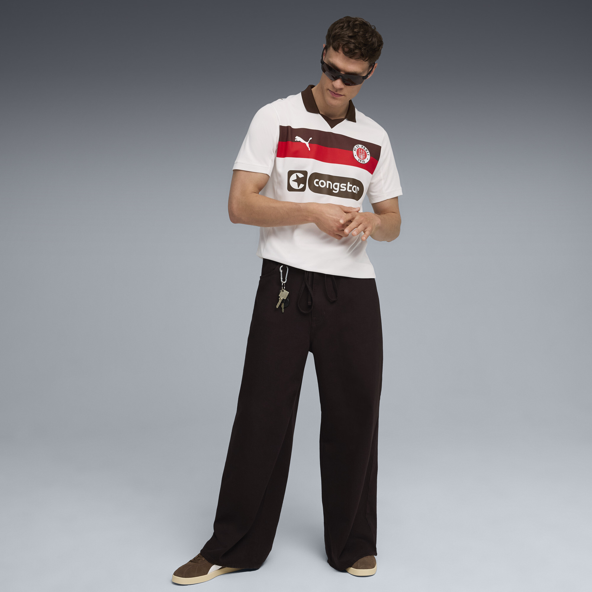 PUMA FC St. Pauli 25/26 uitshirt voor Heren, Wit/Bruin, Maat XL thumbnail 6