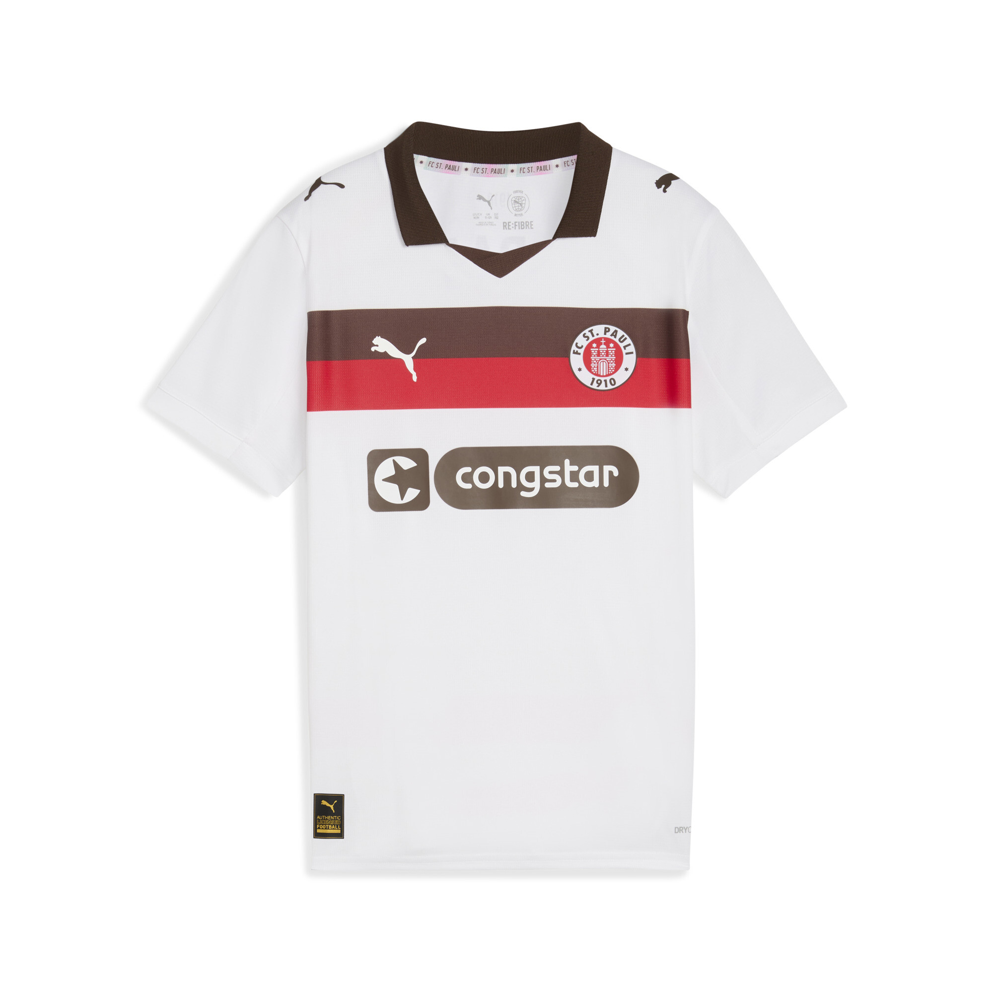 PUMA FC St. Pauli 25/26 uitshirt, Wit/Bruin, Maat 11-12Y thumbnail 3