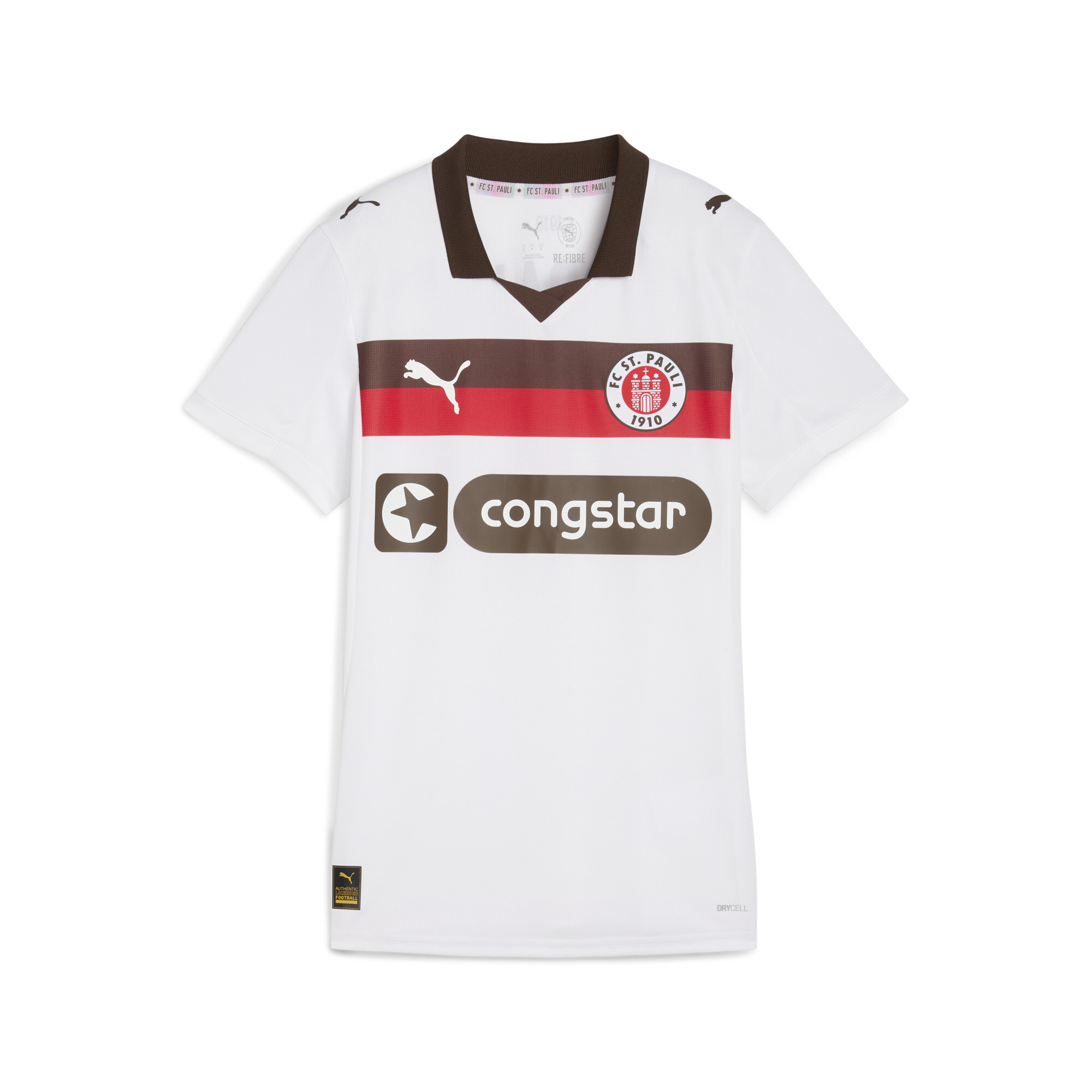 PUMA FC St. Pauli 25/26 uitshirt voor Dames, Wit/Bruin, Maat 3XL thumbnail 3