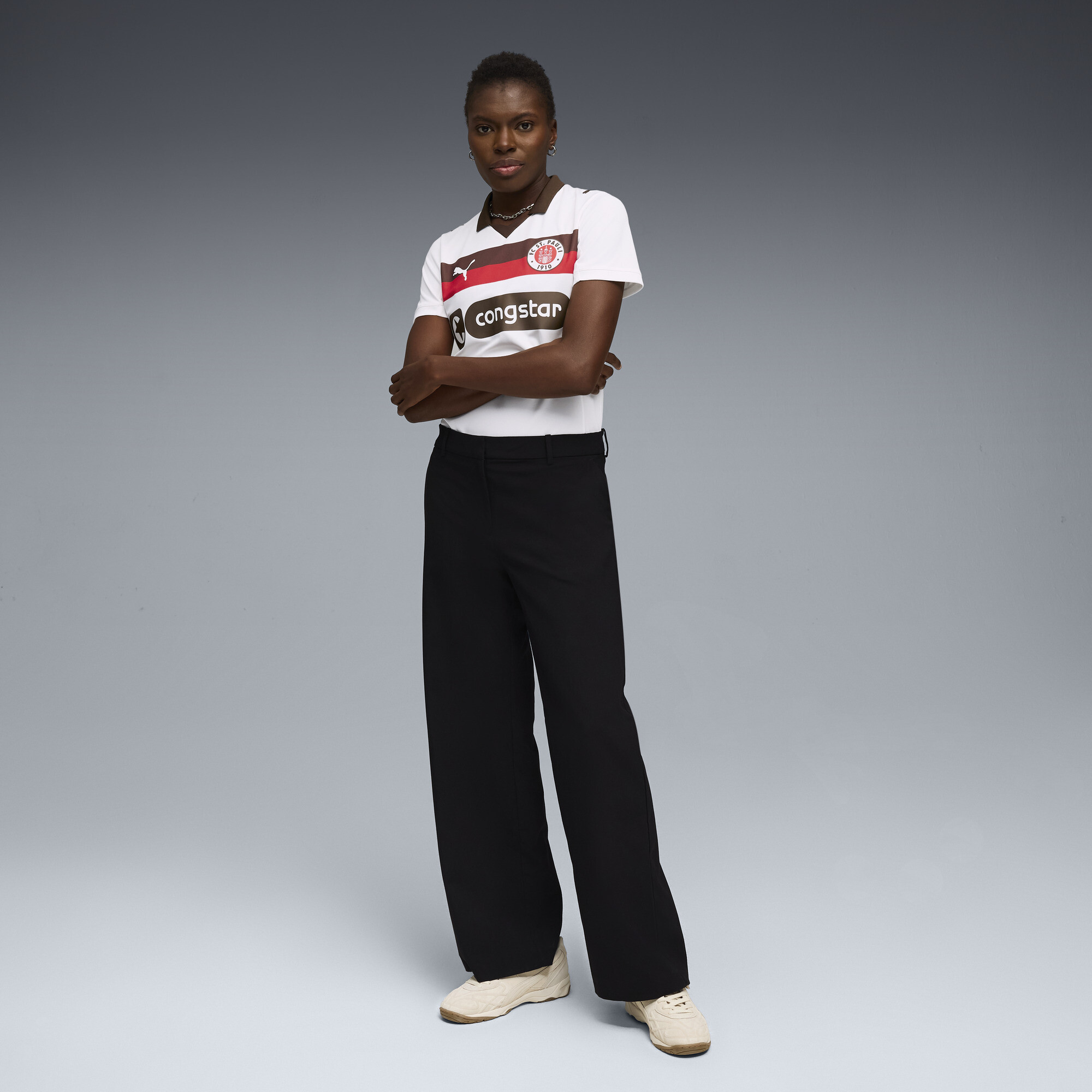 PUMA FC St. Pauli 25/26 uitshirt voor Dames, Wit/Bruin, Maat 3XL thumbnail 6