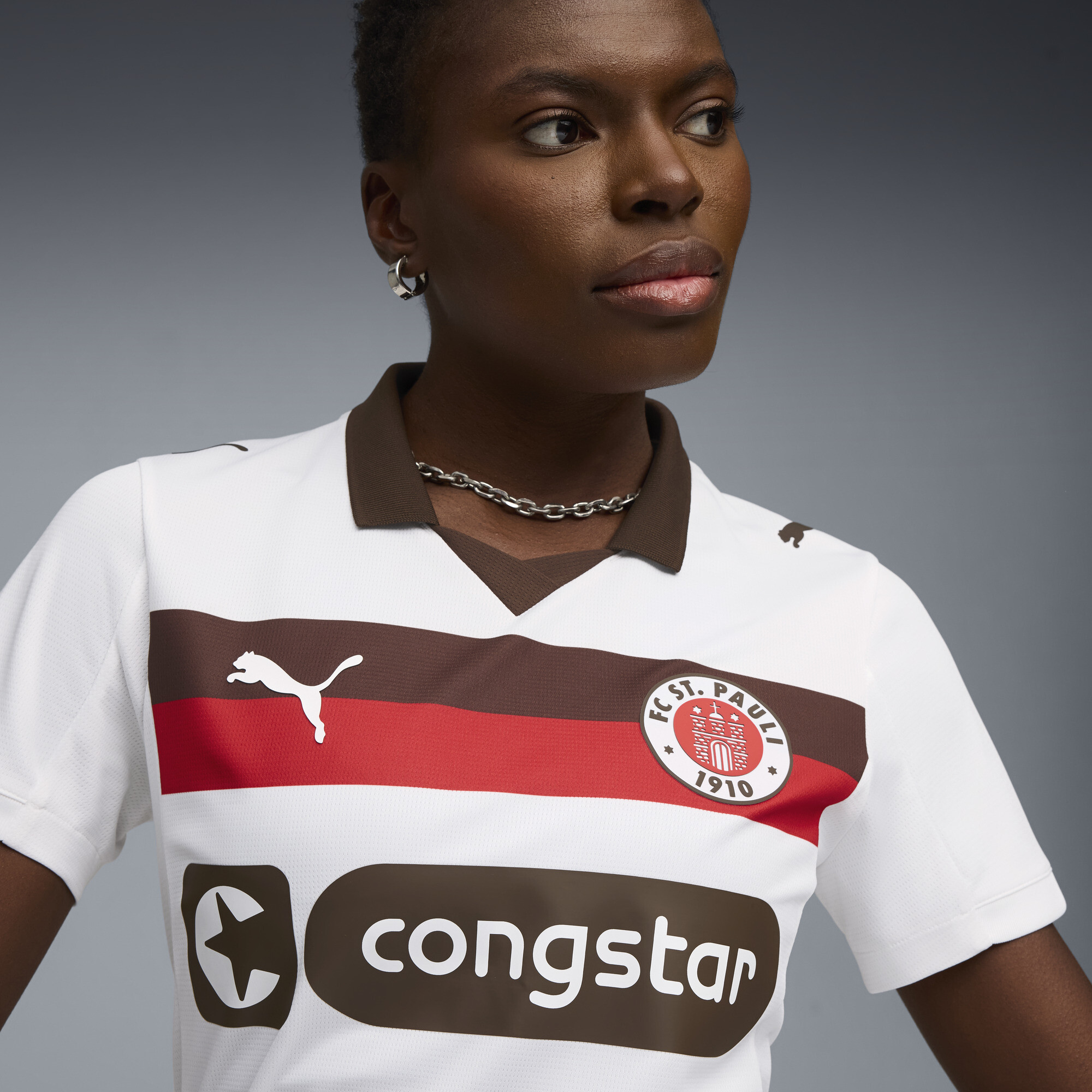 PUMA FC St. Pauli 25/26 uitshirt voor Dames, Wit/Bruin, Maat 3XL thumbnail 4