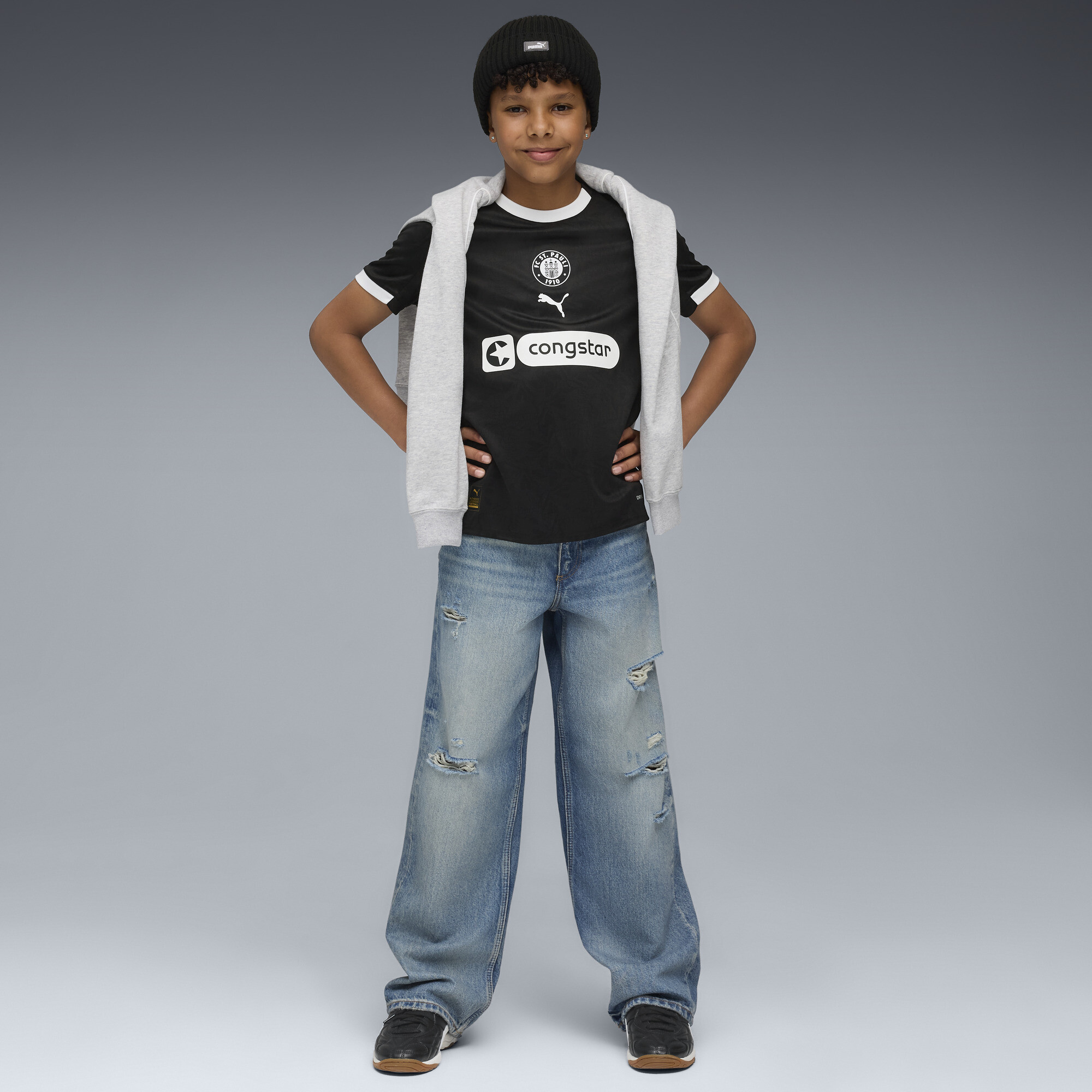 PUMA FC St. Pauli 25/26 derde shirt, Zwart/Wit, Maat 3-4Y thumbnail 5