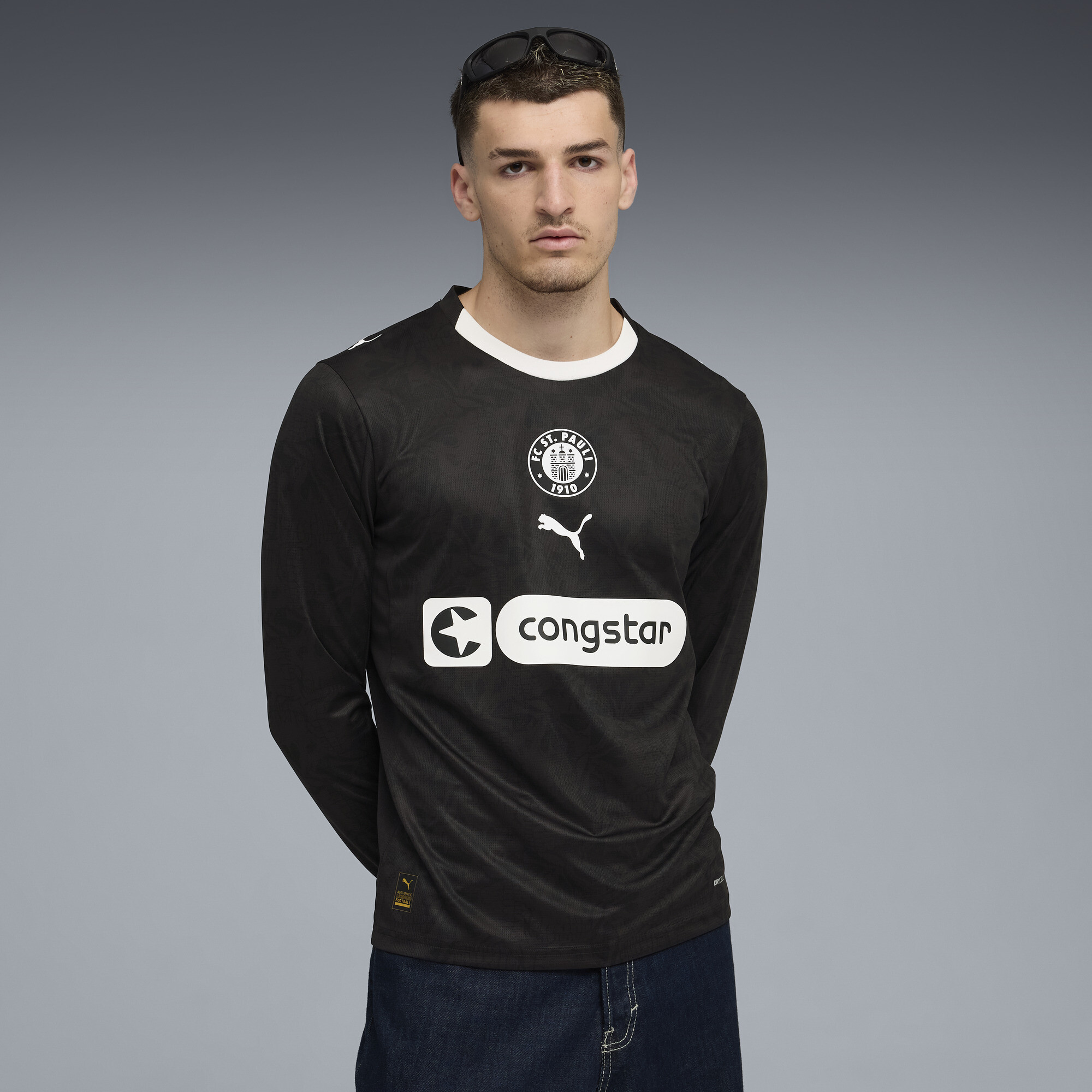 PUMA FC St. Pauli 25/26 derde shirt met lange mouwen voor Heren, Zwart/Wit, Maat M thumbnail 6