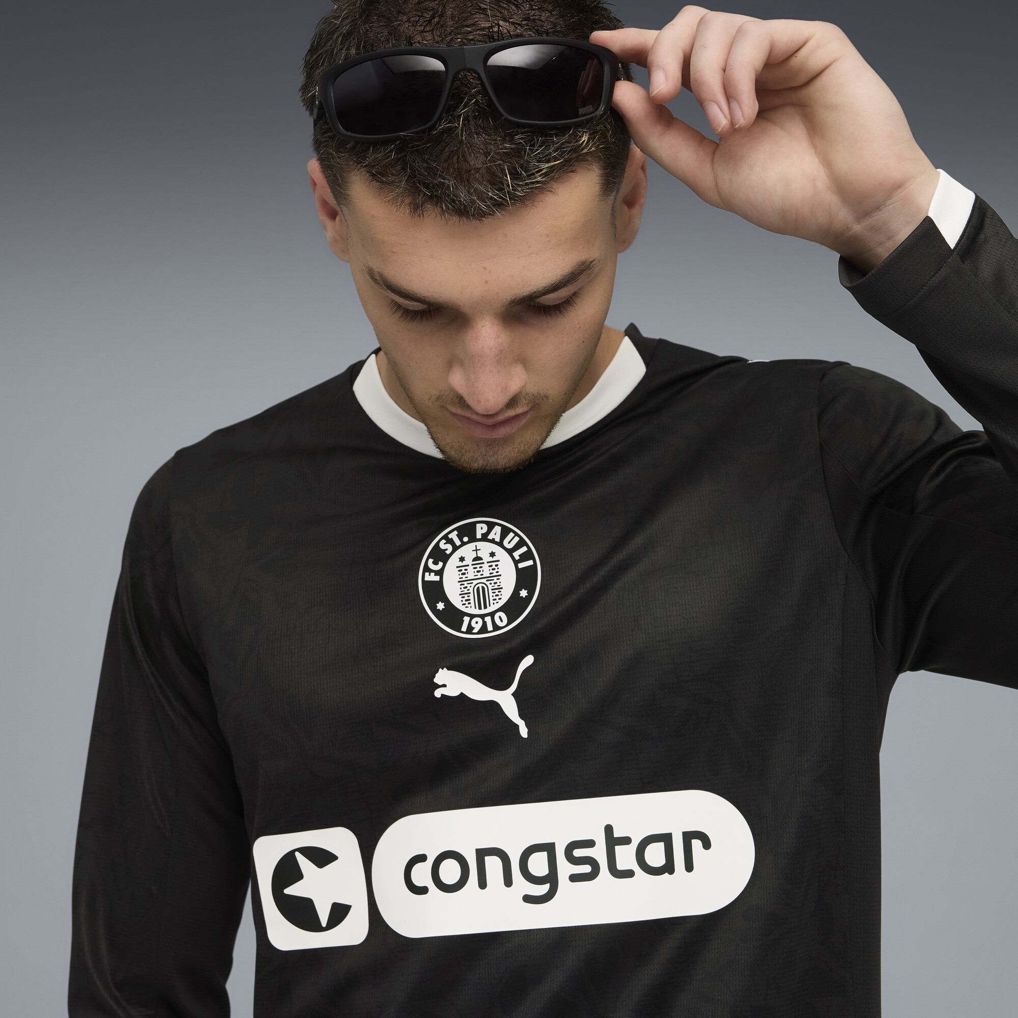 PUMA FC St. Pauli 25/26 derde shirt met lange mouwen voor Heren, Zwart/Wit, Maat M thumbnail 5