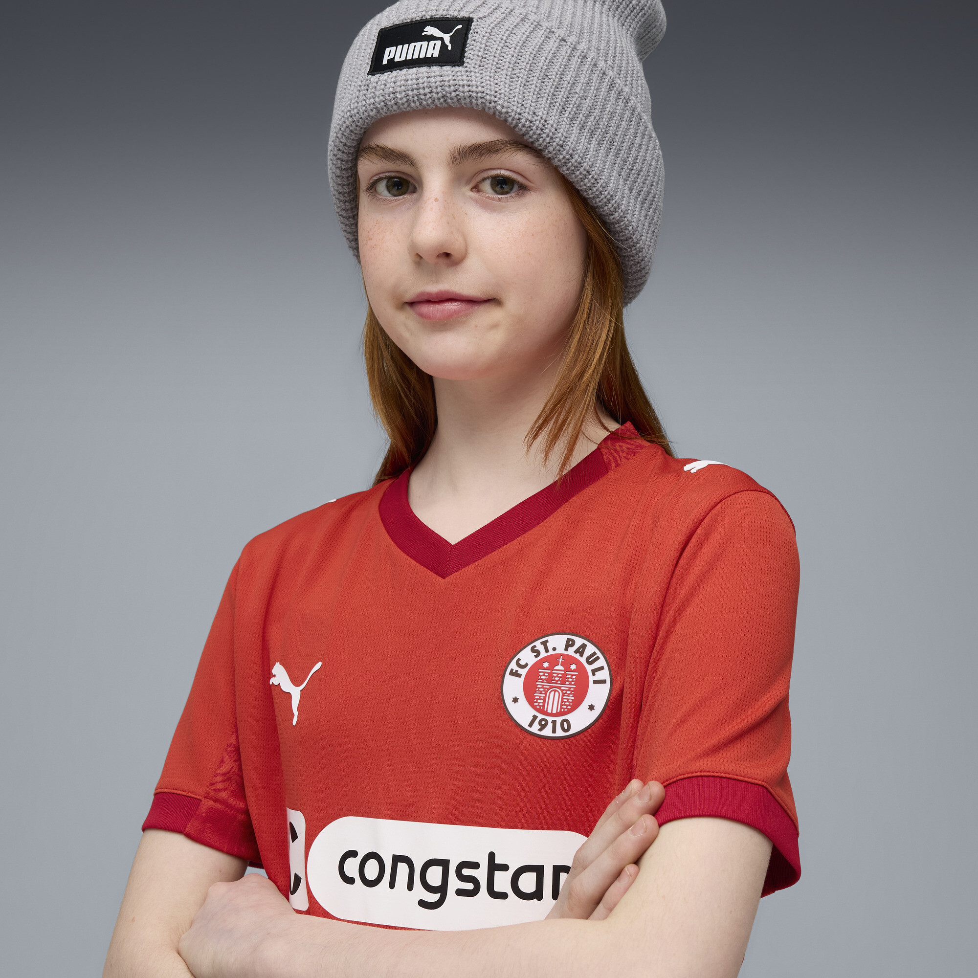 PUMA FC St. Pauli 25/26 vierde shirt, Rood/Wit, Maat 3-4Y thumbnail 6