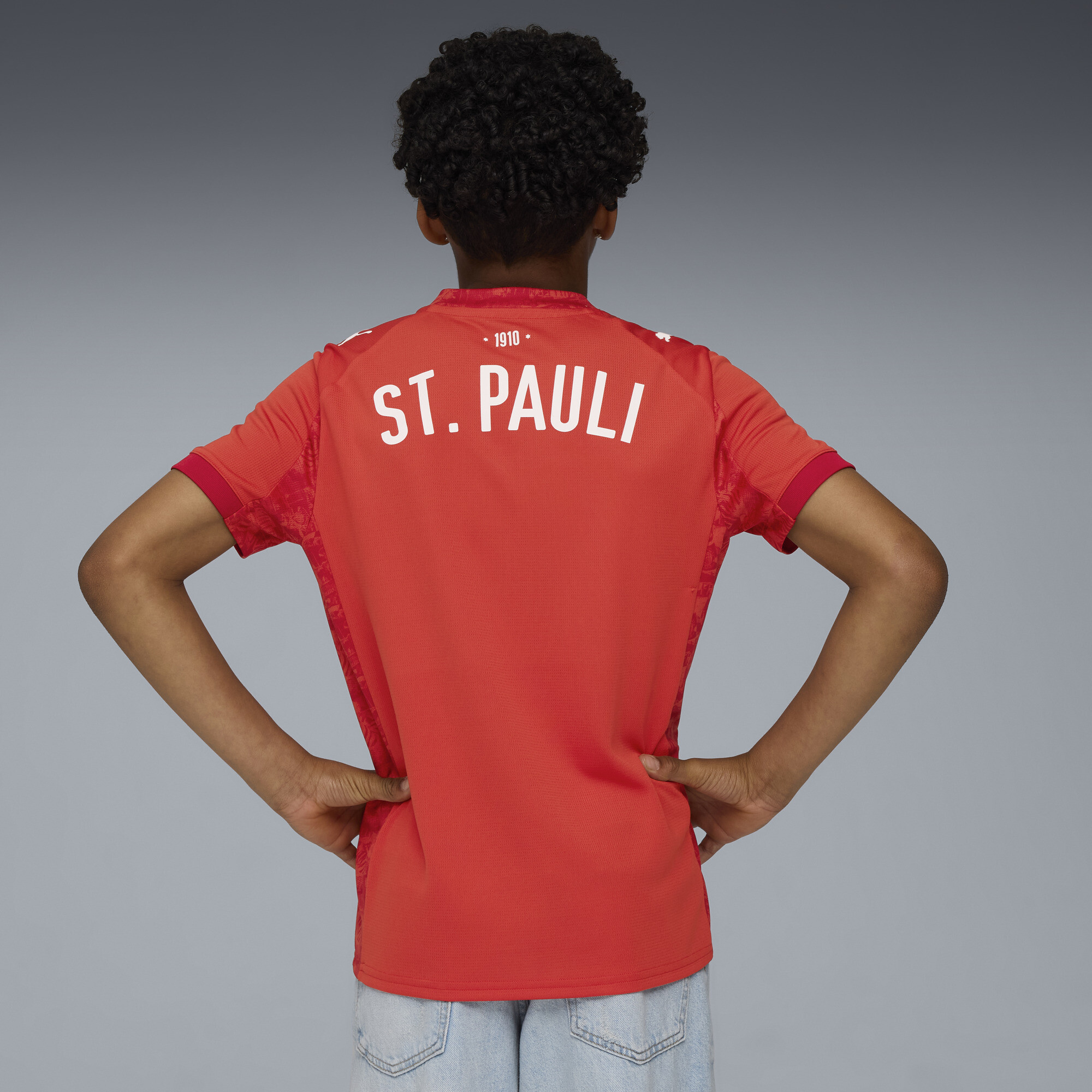 PUMA FC St. Pauli 25/26 vierde shirt, Rood/Wit, Maat 3-4Y thumbnail 4