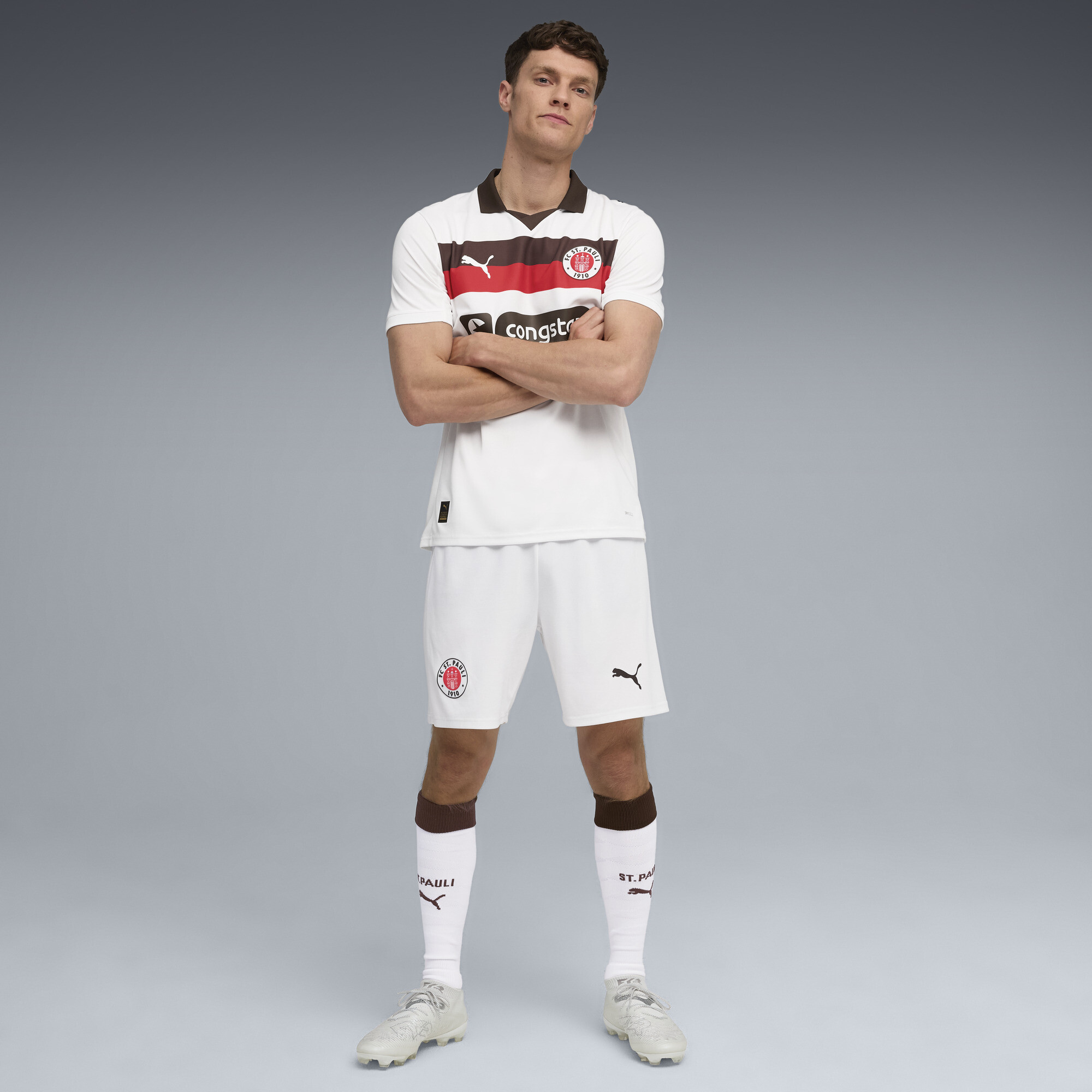 PUMA FC St. Pauli 25/26 short voor Heren, Wit/Bruin, Maat XL thumbnail 4