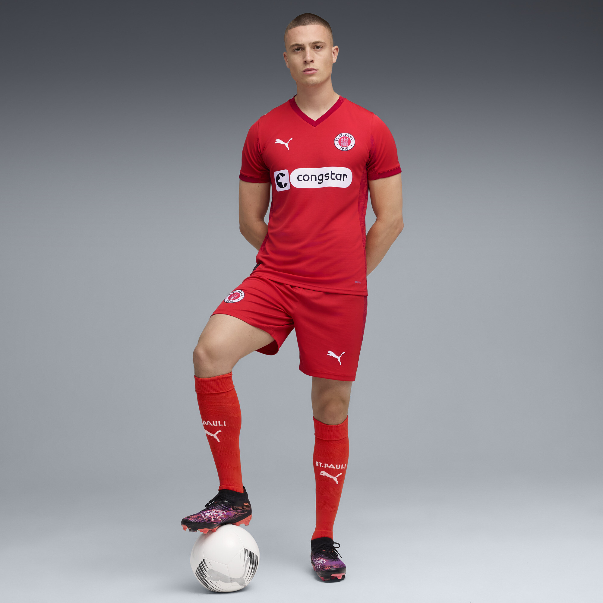PUMA FC St. Pauli 25/26 short voor Heren, Rood/Wit, Maat S thumbnail 4