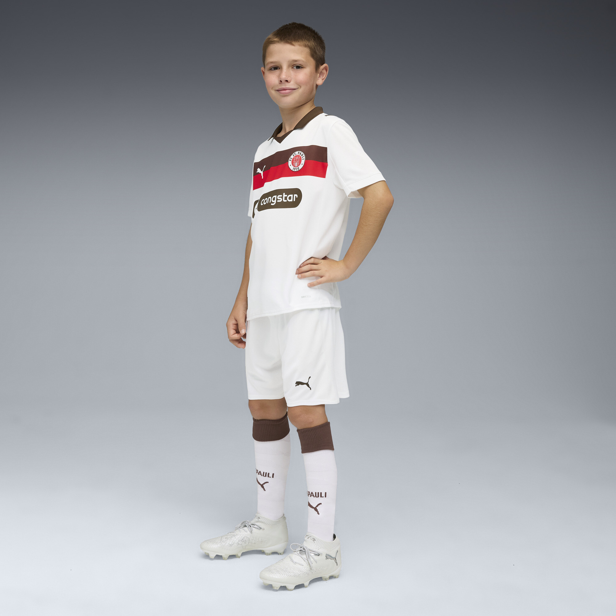 PUMA FC St. Pauli 25/26 short, Wit/Bruin, Maat 15-16Y thumbnail 5