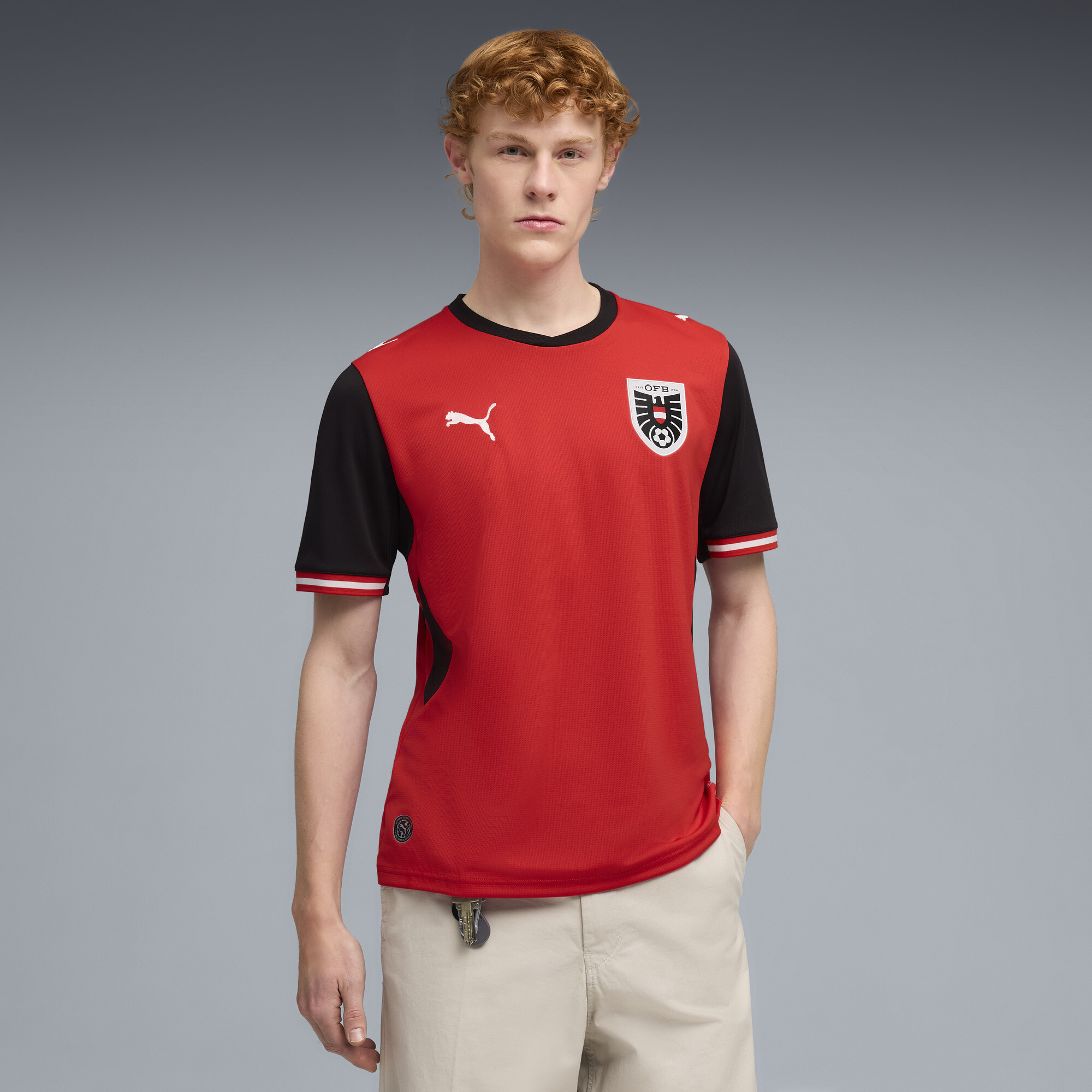PUMA Oostenrijk 2026 thuisshirt voor Heren, Zwart/Rood, Maat XS thumbnail 7