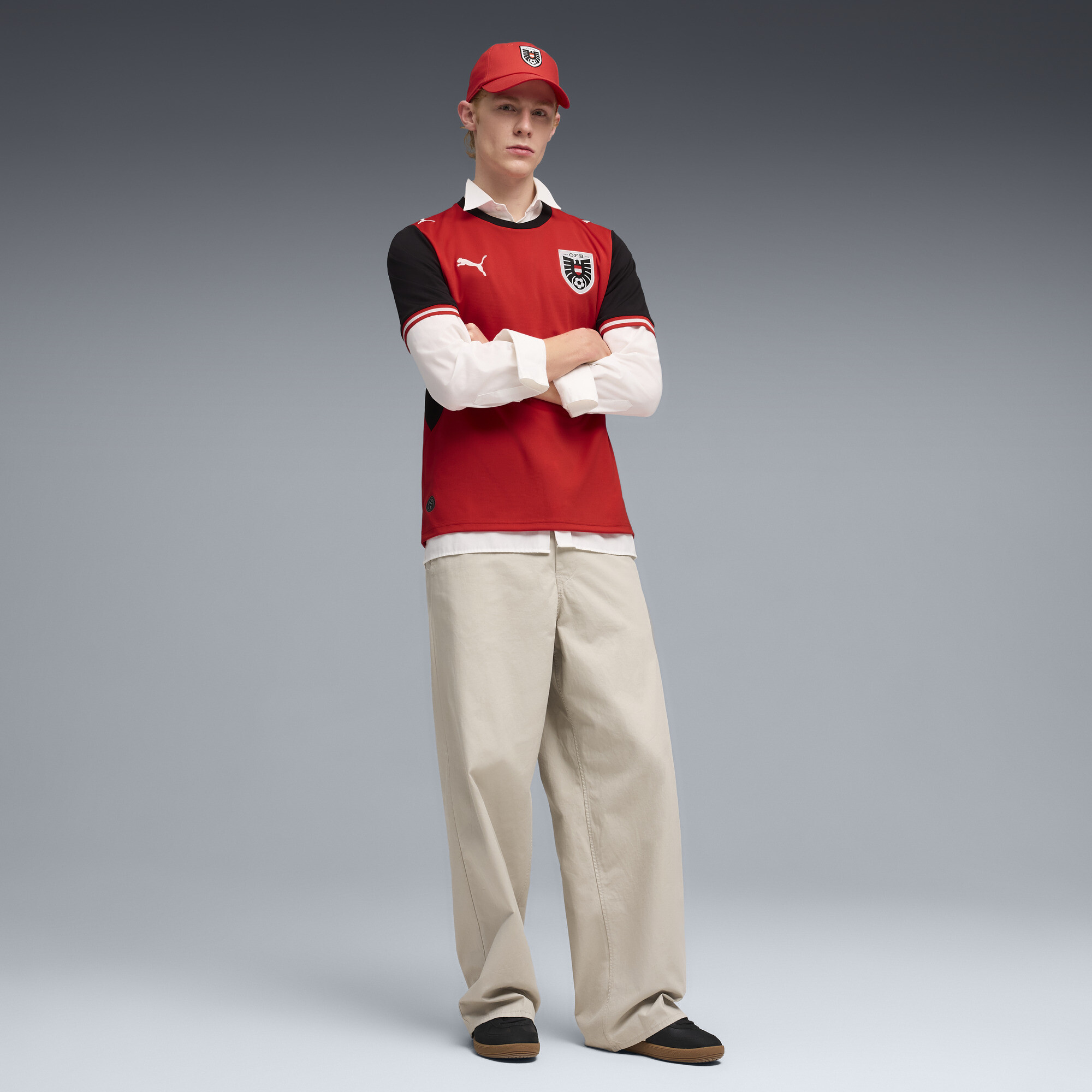 PUMA Oostenrijk 2026 thuisshirt voor Heren, Zwart/Rood, Maat XS thumbnail 5