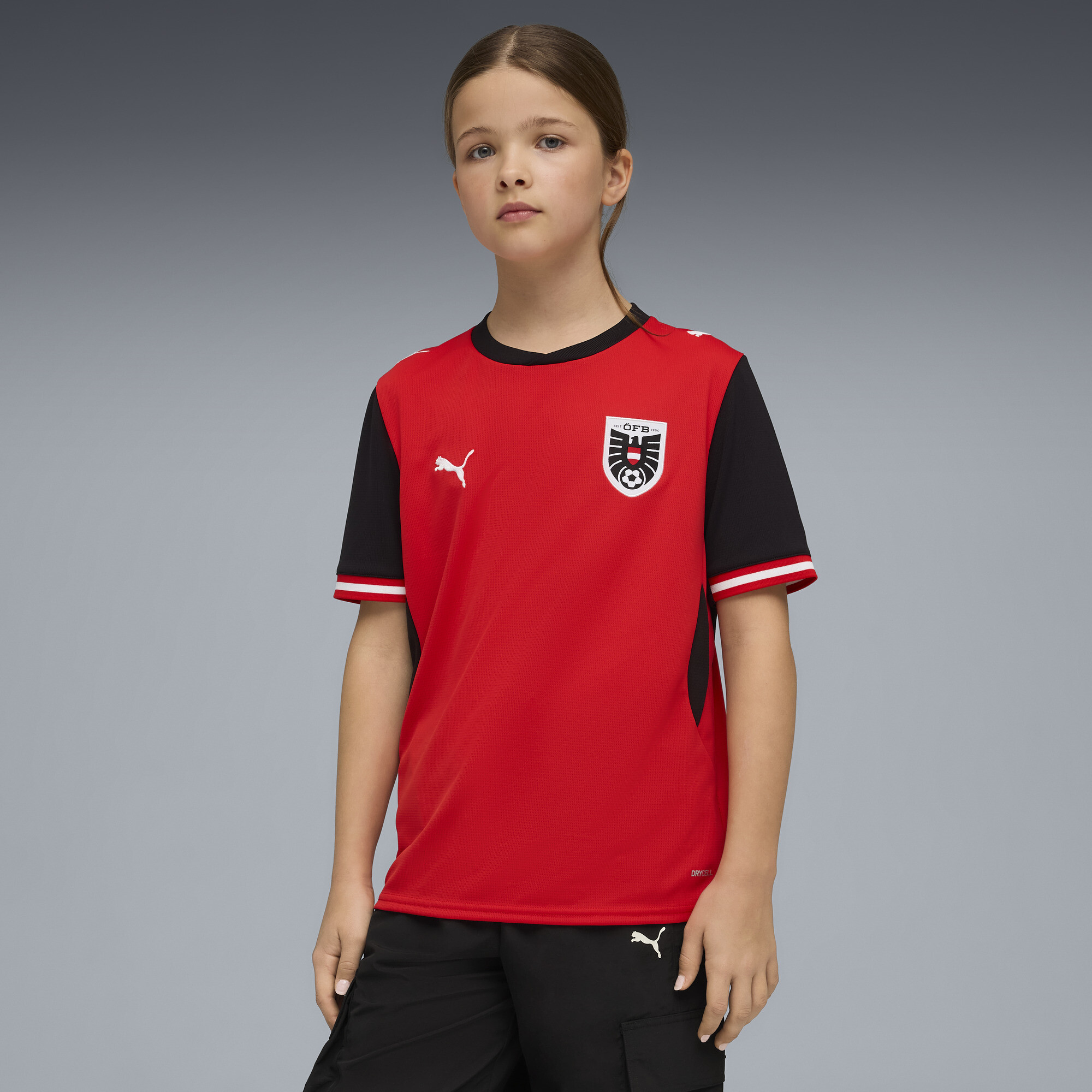 PUMA Oostenrijk 2026 thuisshirt, Zwart/Rood, Maat 15-16Y thumbnail 6