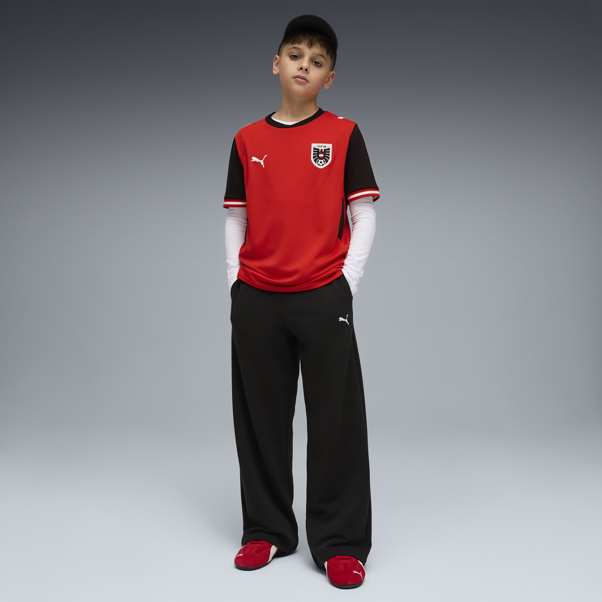 PUMA Oostenrijk 2026 thuisshirt, Zwart/Rood, Maat 15-16Y thumbnail 4