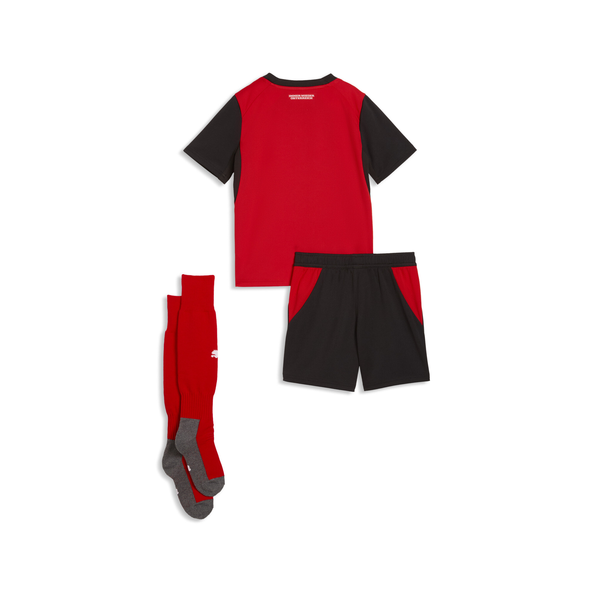 PUMA Oostenrijk 2026 mini-thuistenue, Zwart/Rood, Maat 4-5Y thumbnail 2