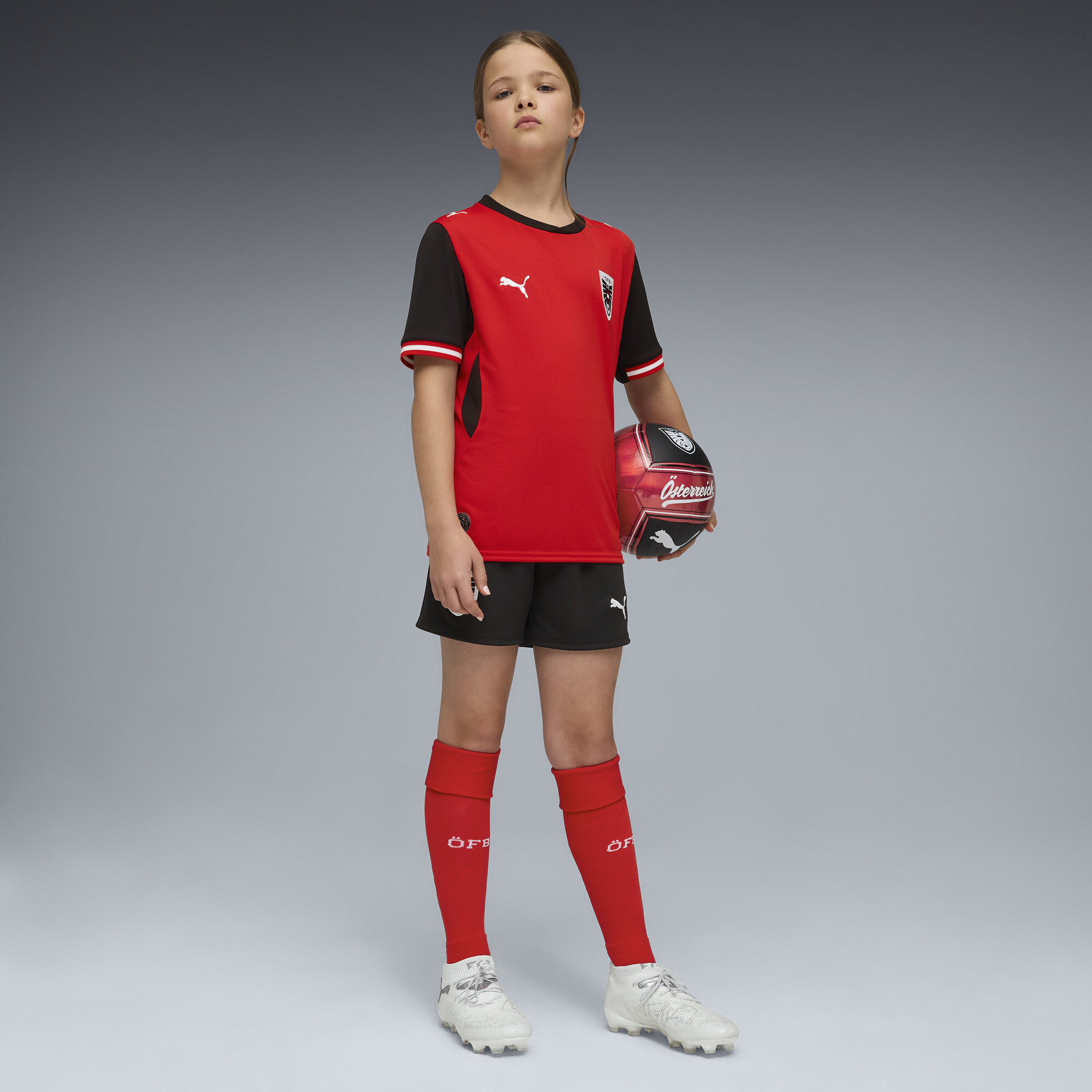 PUMA Oostenrijk 2026 short, Zwart/Rood, Maat 15-16Y thumbnail 4