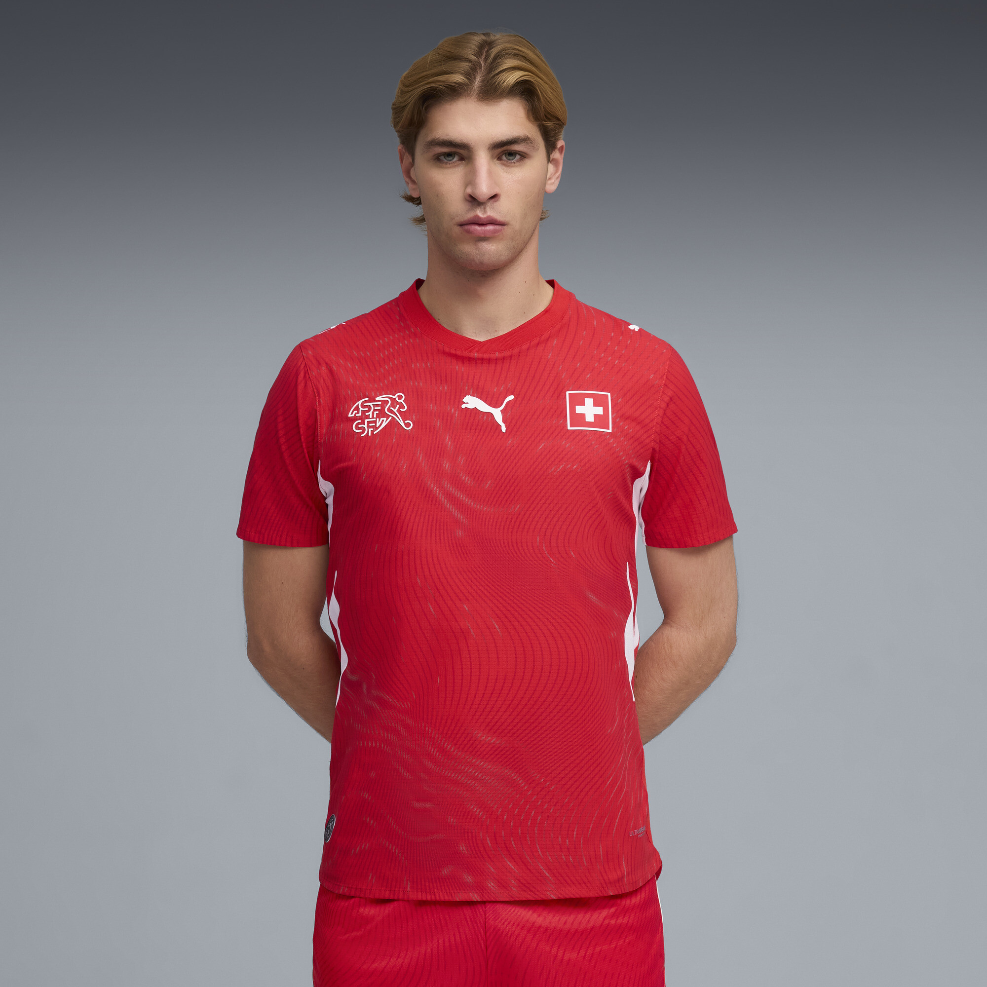 PUMA Zwitserland 2026 Authentic thuisshirt voor Heren, Rood/Wit, Maat L thumbnail 7