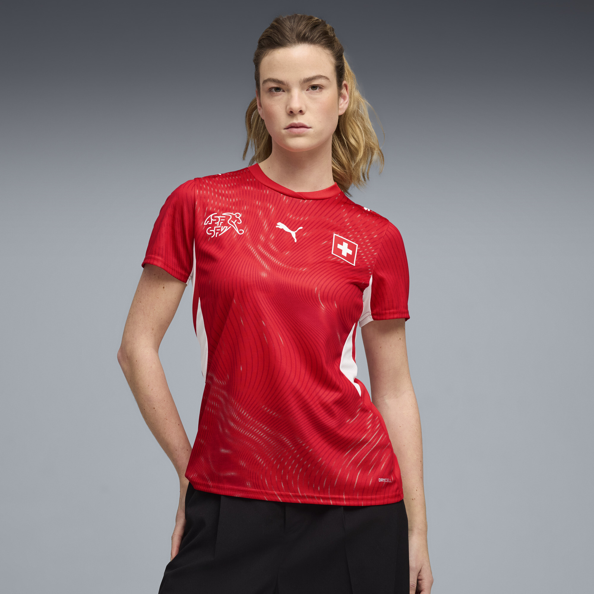 PUMA Zwitserland 2026 thuisshirt voor Dames, Rood/Wit, Maat S thumbnail 7