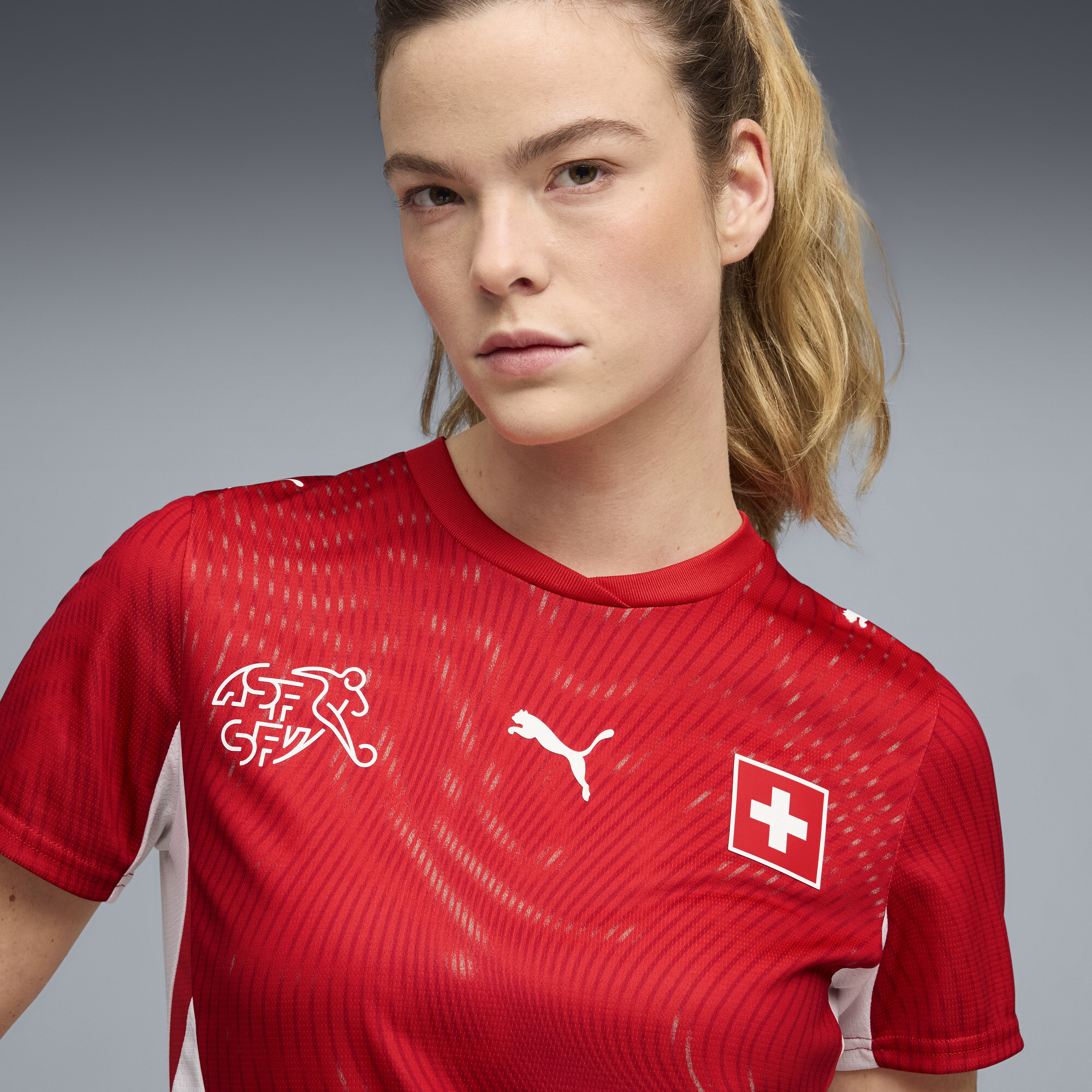 PUMA Zwitserland 2026 thuisshirt voor Dames, Rood/Wit, Maat S thumbnail 6