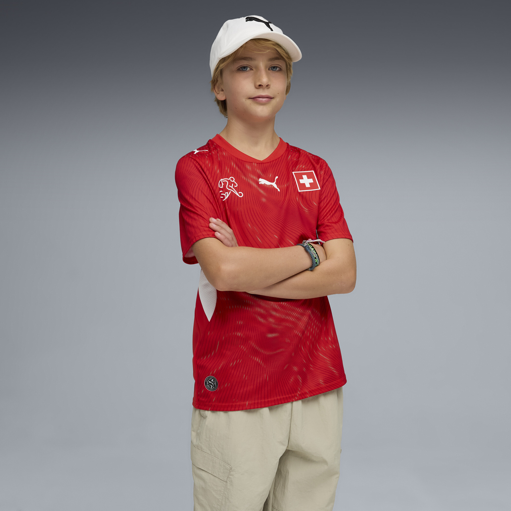 PUMA Zwitserland 2026 thuisshirt, Rood/Wit, Maat 15-16Y thumbnail 6