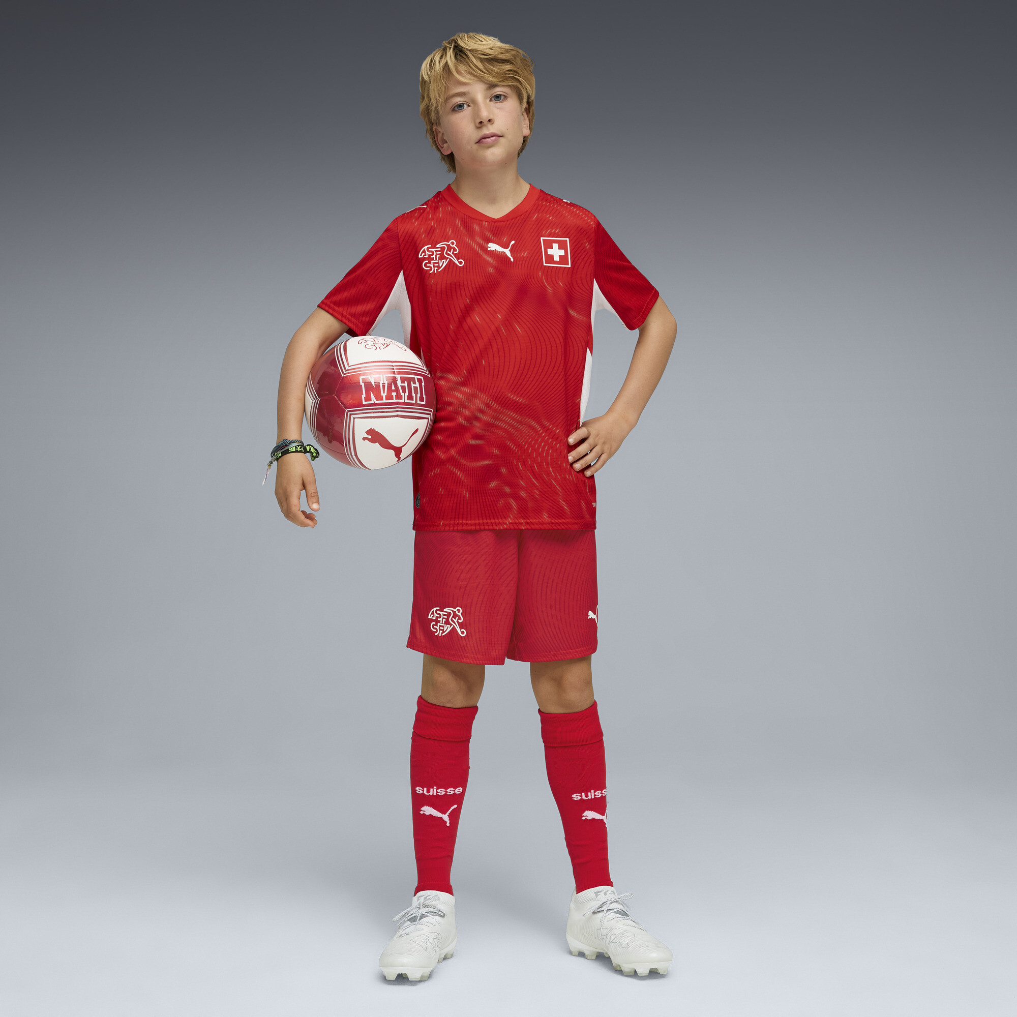 PUMA Zwitserland 2026 short, Rood/Wit, Maat 9-10Y thumbnail 4
