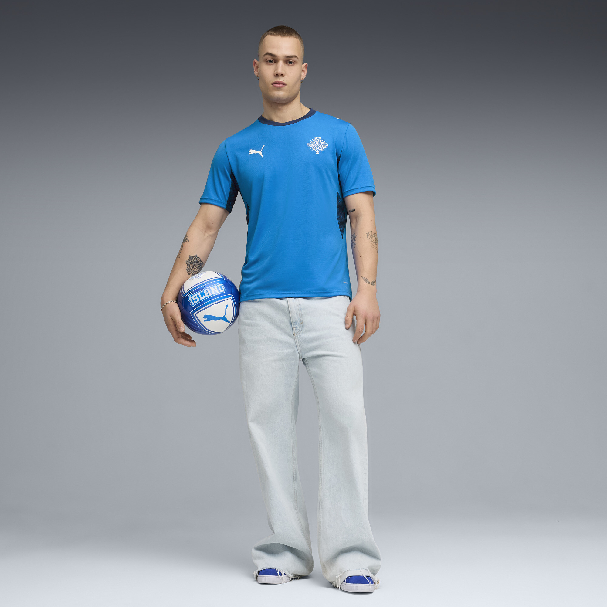 PUMA IJsland 2026 thuisshirt voor Heren, Blauw/Wit, Maat S thumbnail 5