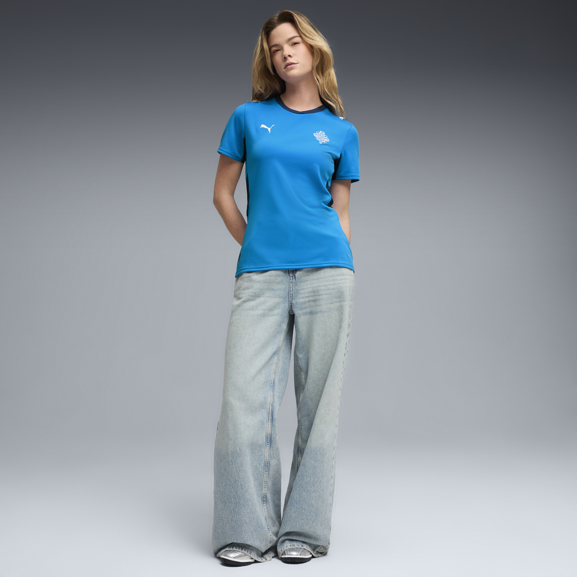 PUMA IJsland 2026 thuisshirt voor Dames, Blauw/Wit, Maat S thumbnail 5