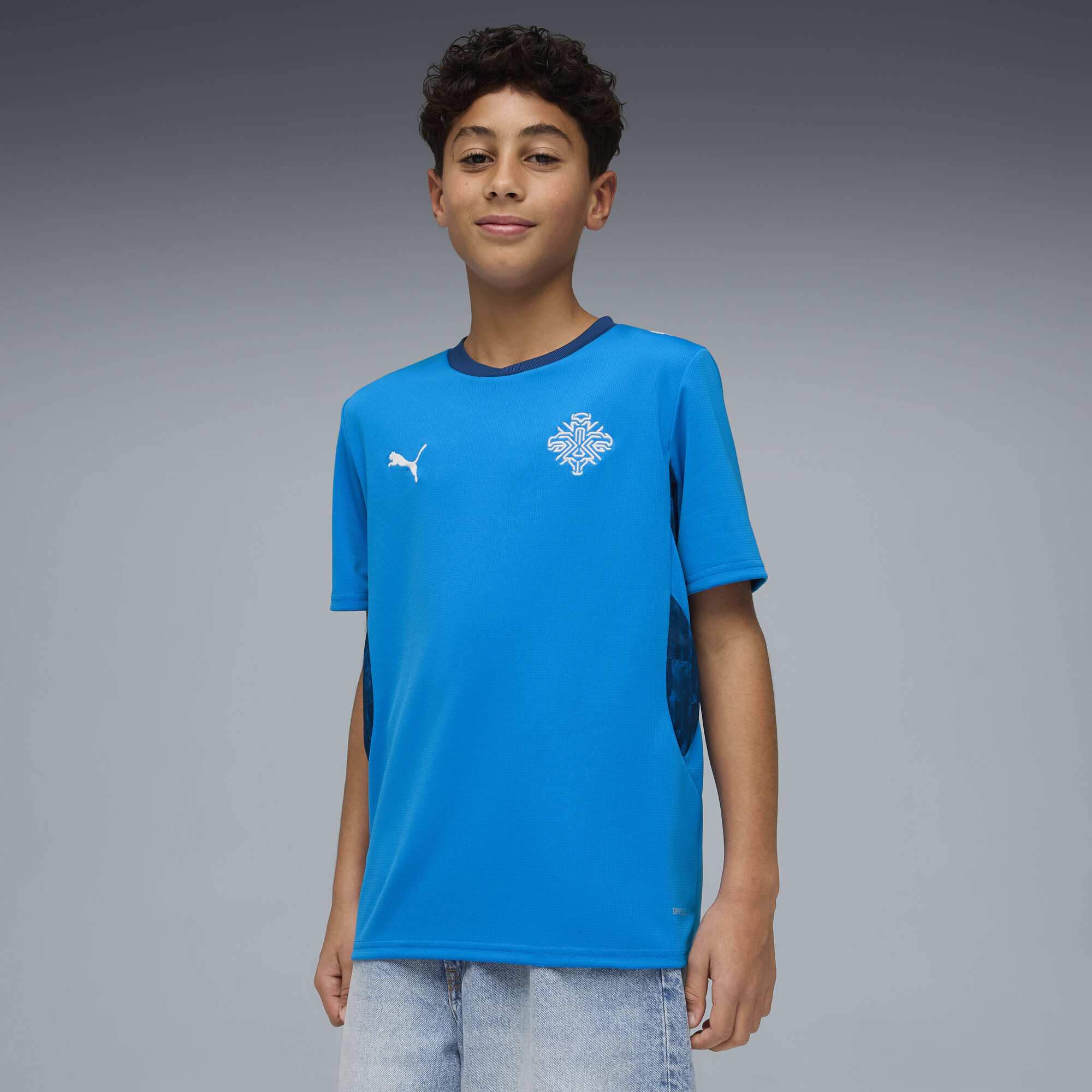 PUMA Iceland Home Big Kids' Soccer Jersey in Blue, Size XL