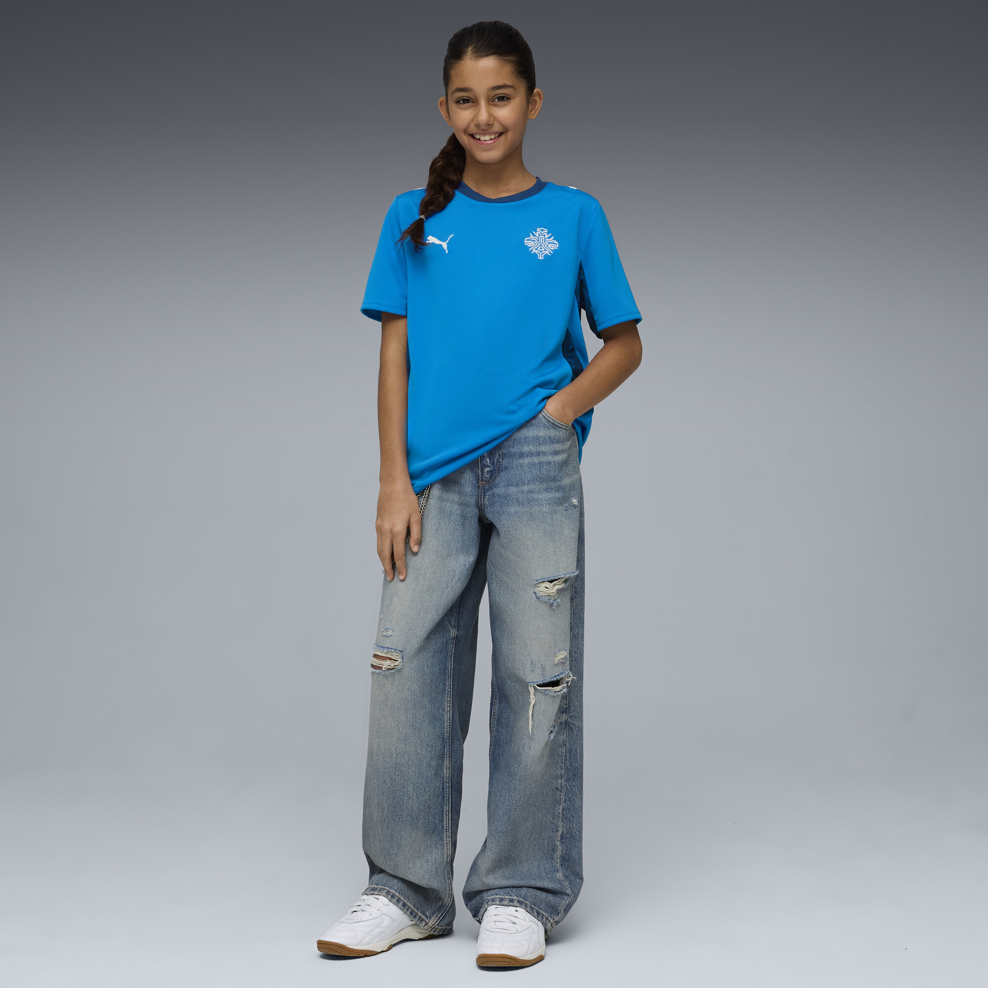 PUMA IJsland 2026 thuisshirt, Blauw/Wit, Maat 15-16Y thumbnail 4