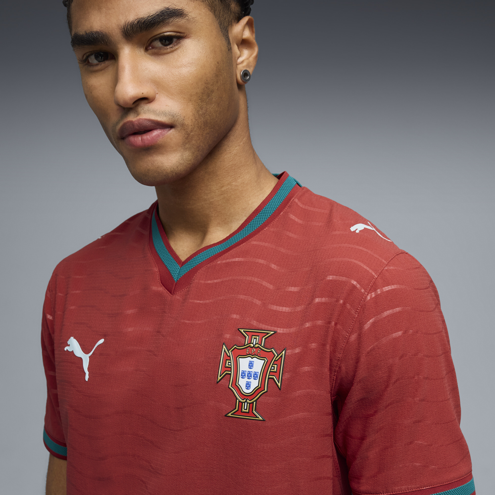 PUMA Portugal 2026 Authentic thuisshirt voor Heren, Groen/Rood, Maat XS thumbnail 6